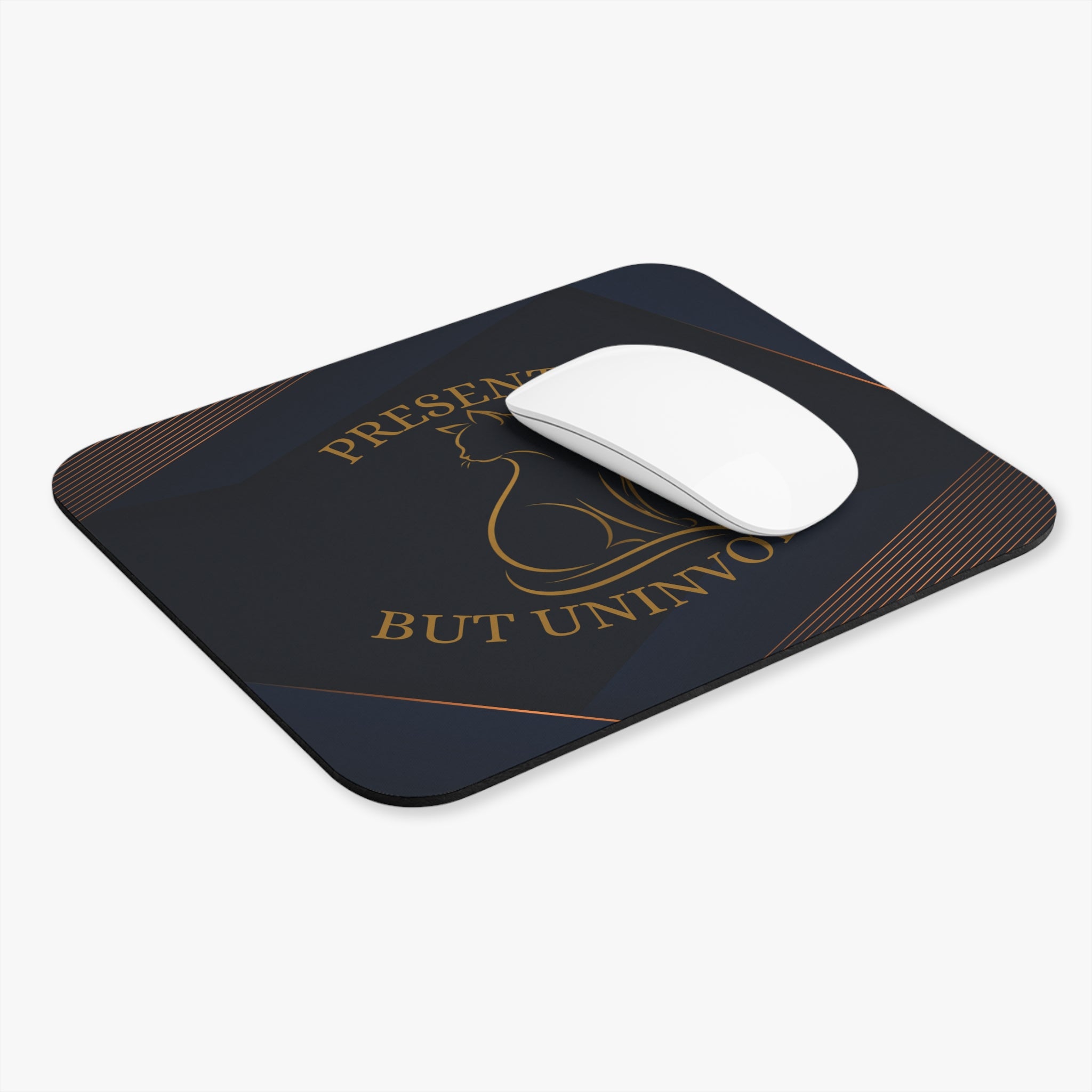 Present, But Uninvolved Cat Mouse Pad | Gold Cat Desk Accessory