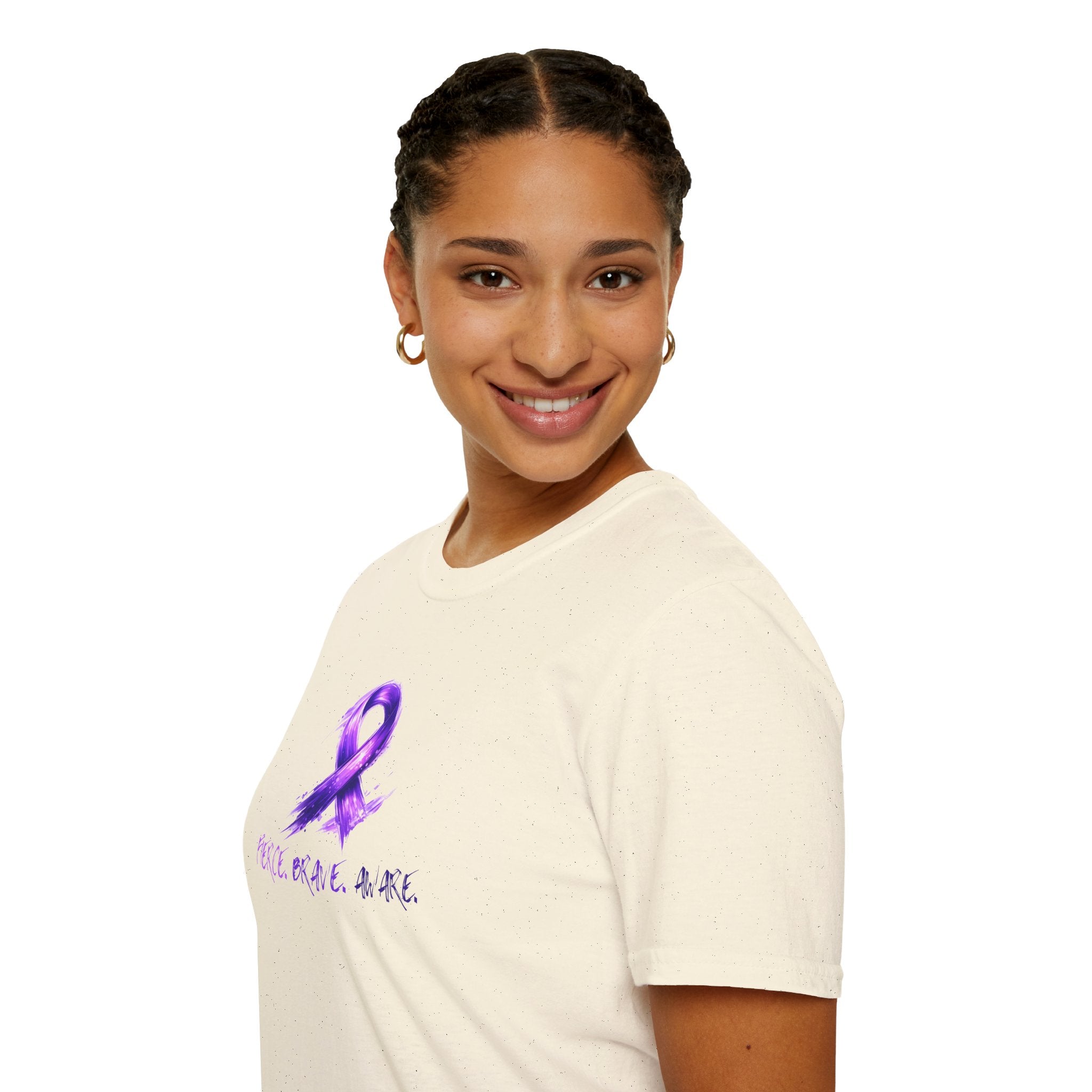Fierce. Brave. Aware. Purple Ribbon Epilepsy Awareness T-Shirt