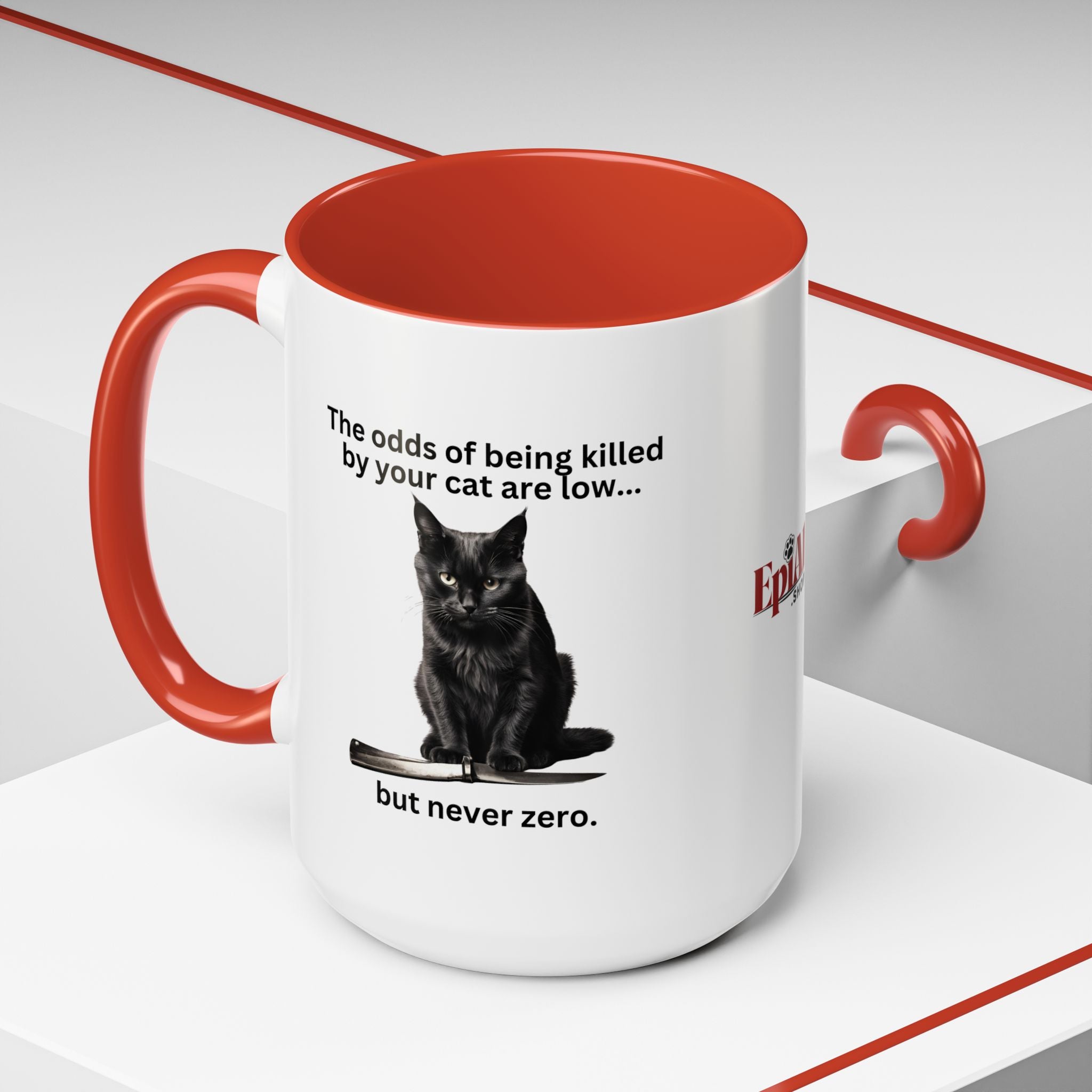 Photo depicting the ​Killer Cat Odds Accent Coffee Mug (11, 15oz) from EpiAl's Shop.