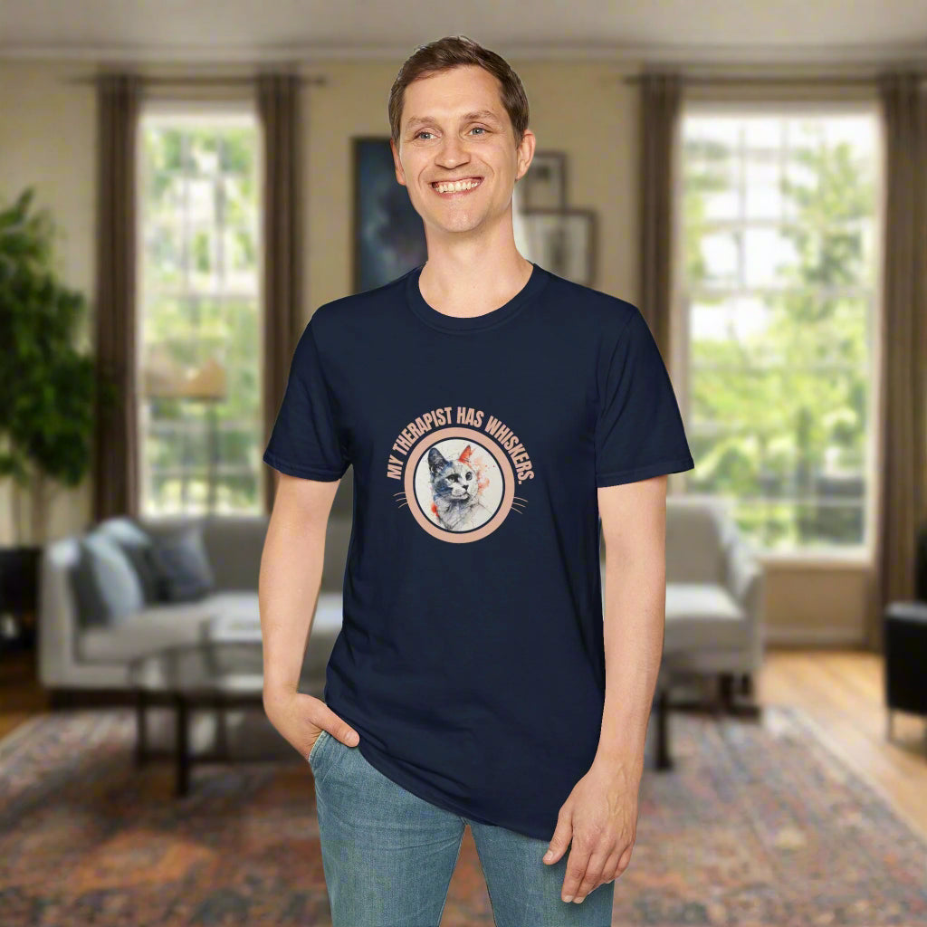 Whimsical Cat Therapy T-Shirt | Cute Pet Lover Tee