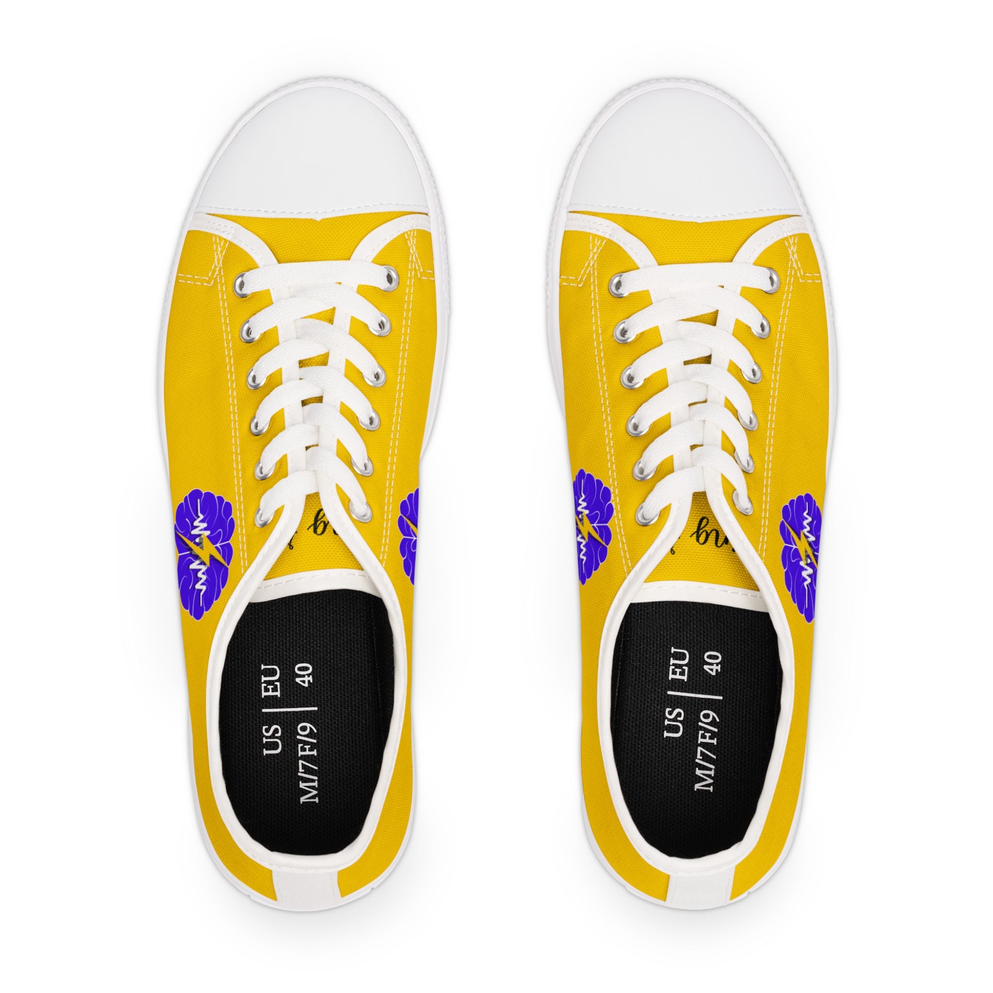 Electric Brain Yellow Low-Top Sneakers for Women