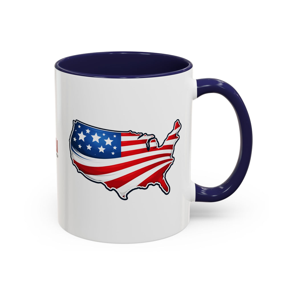 USA Map Patriotic Coffee Mug | Red Handle & Interior