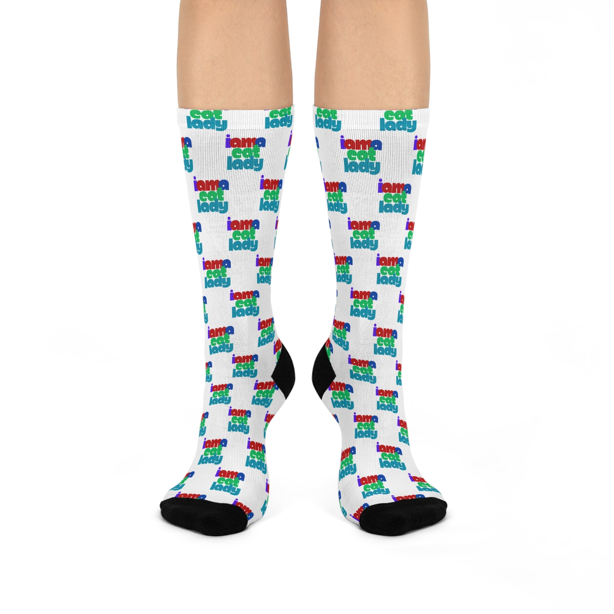 Colorful Cat Lady Statement Cushioned Crew Socks
