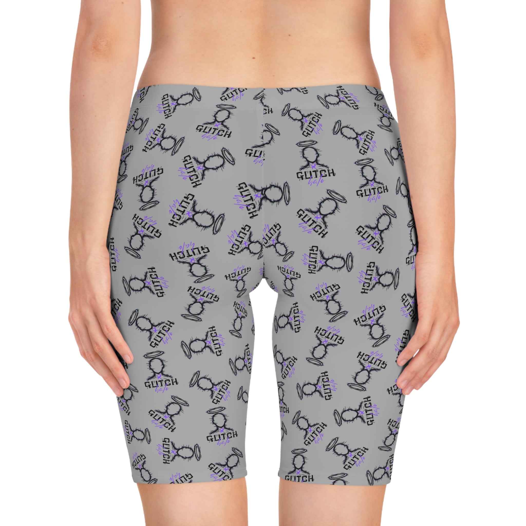 Glitch Pattern Women's Bike Shorts — All-Over Print Tech Cycling Shorts