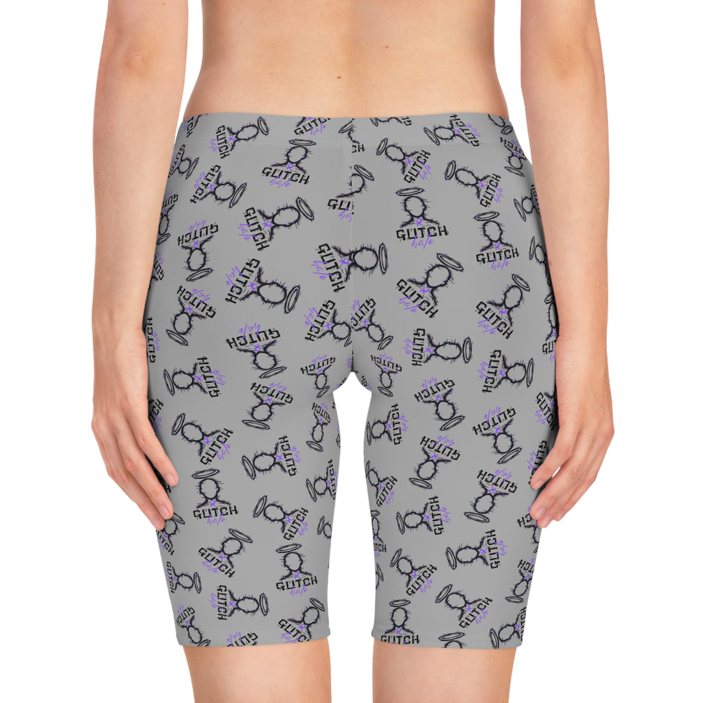 Glitch Pattern Women's Bike Shorts — All-Over Print Tech Cycling Shorts