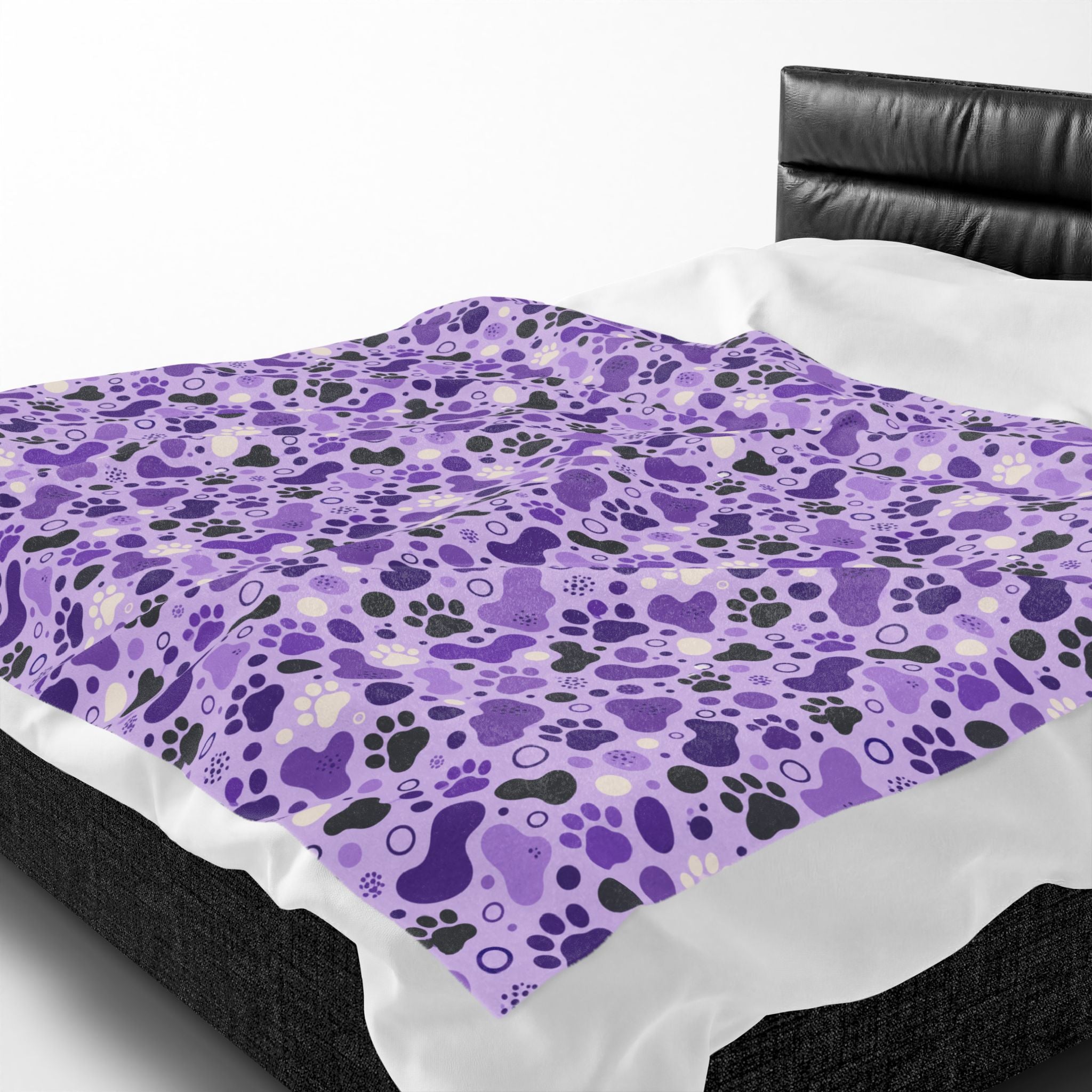 Purple Paw Print Plush Blanket | Cat & Dog Lover Cozy Throw Blanket