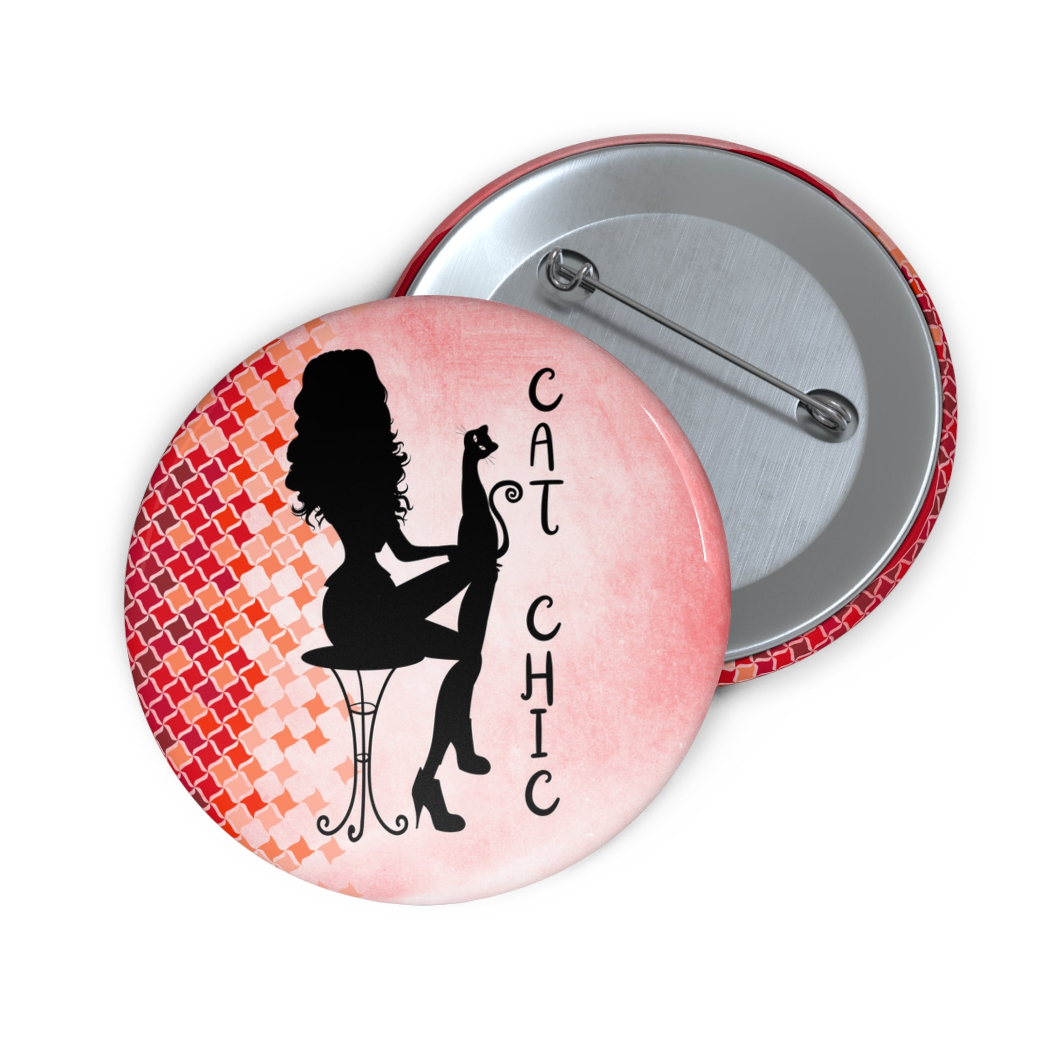 Photo depicting the ​Chic Cat Chic Pin Buttons from EpiAl's Shop.