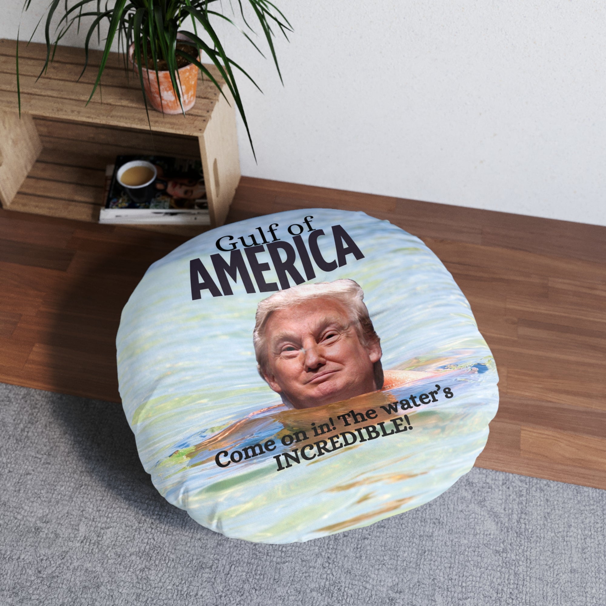 American Gulf Tufted Floor Pillow - Fun Trump Design for Home Decor