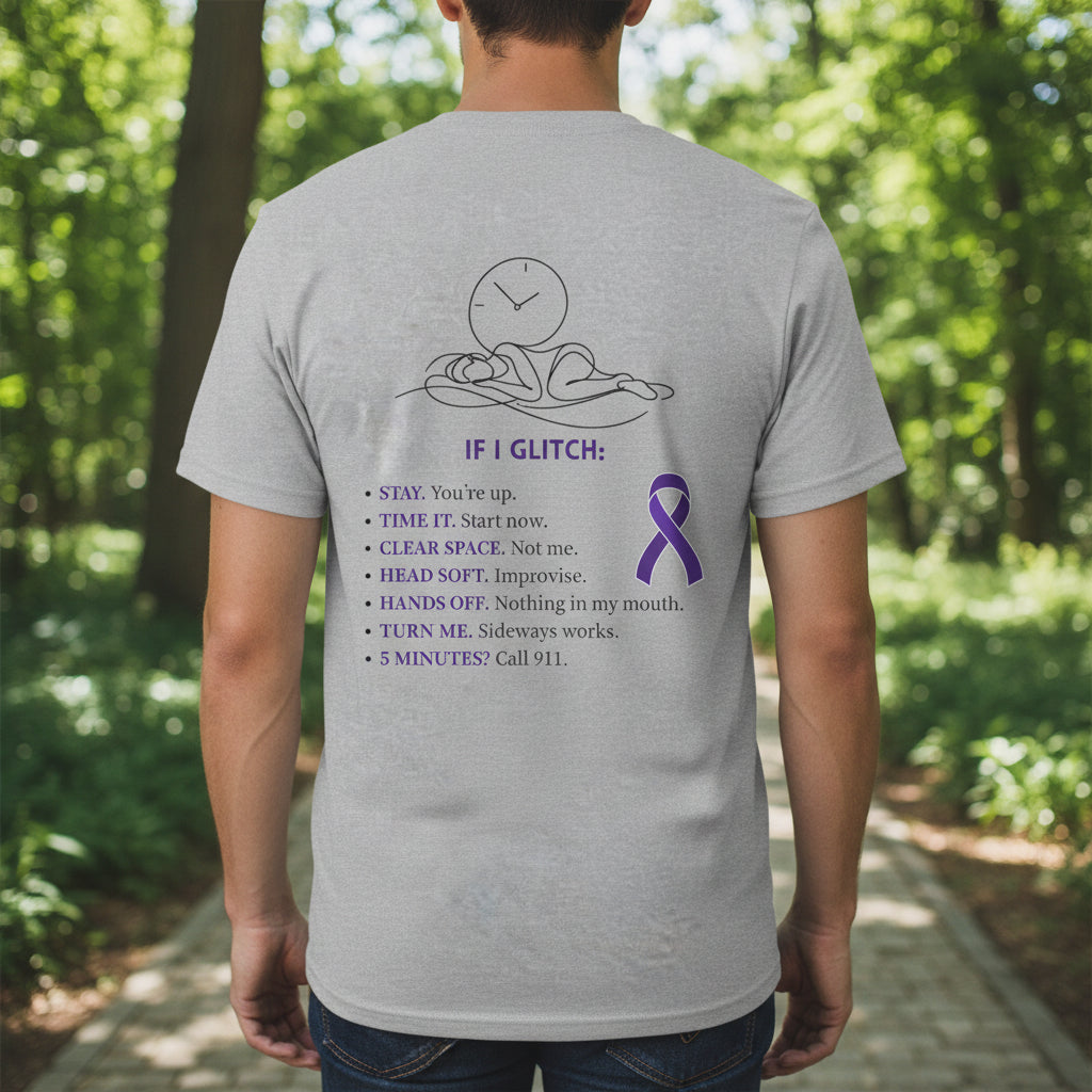 Glitch Happens Tee – Minimalist Seizure First Aid Shirt