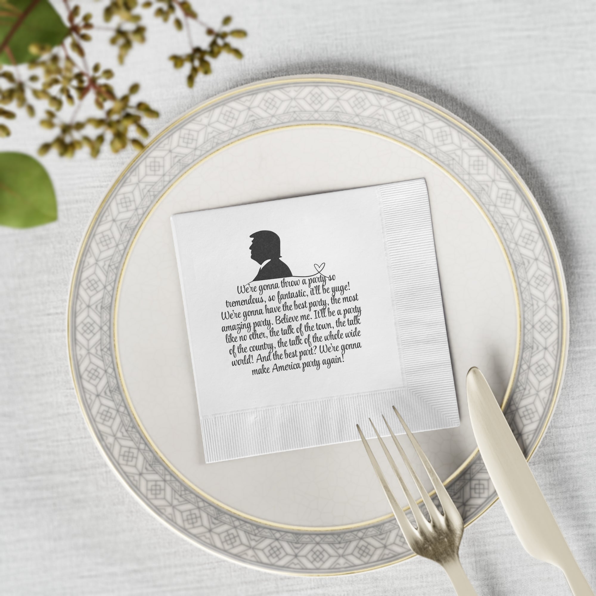 Trump The Best Party White Coined Napkins