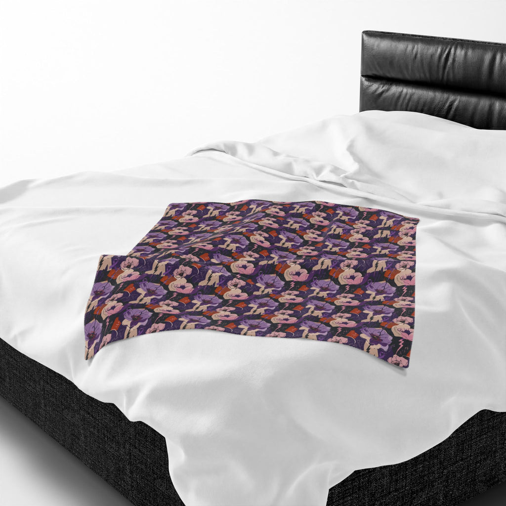 Epilepsy Awareness Floral Plush Blanket | Purple Ribbon Throw Blanket