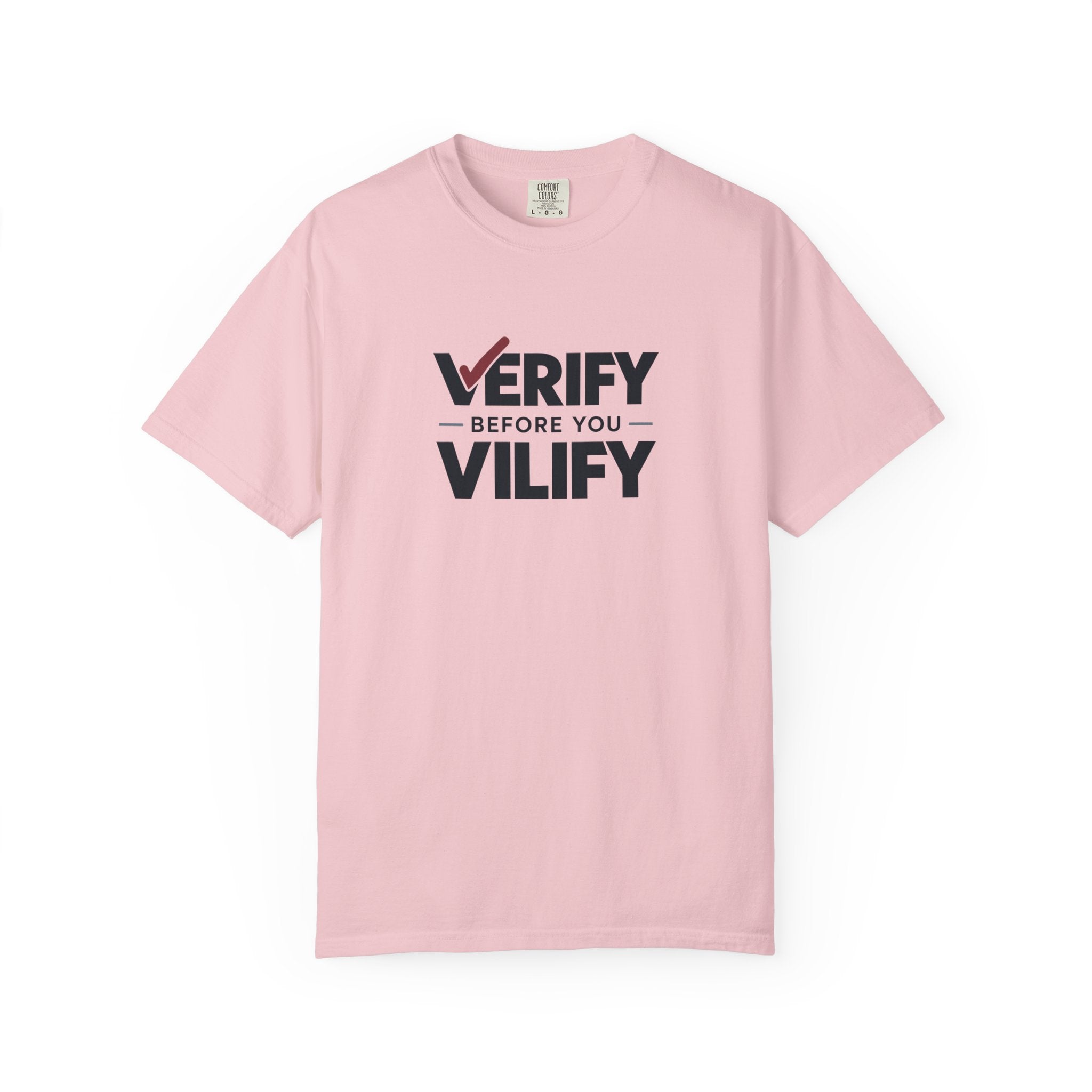 Verify Before You Vilify Garment-Dyed T-Shirt | Fact Check Graphic Tee