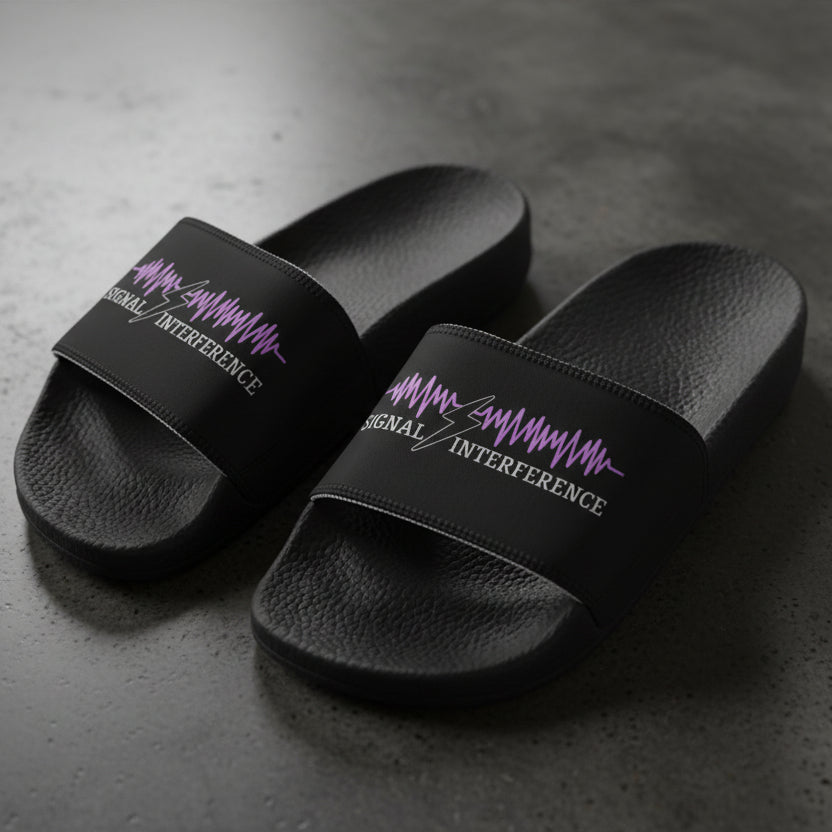 Signal Interference Slide Sandals – Purple Epilepsy Awareness Comfort Slides