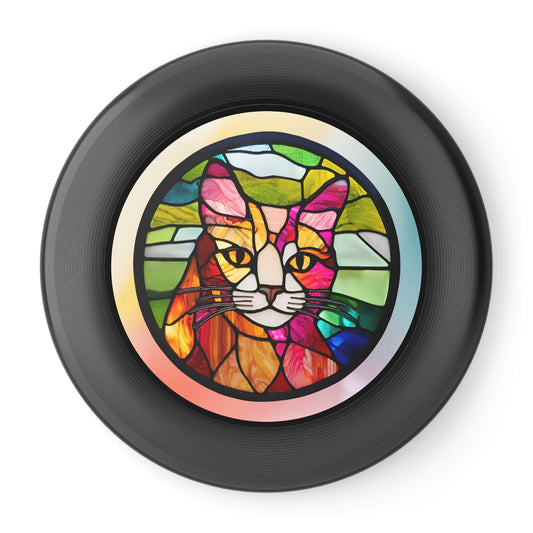 Stained Glass Cat Frisbee - Colorful Outdoor Fun for Cat Lovers Printify