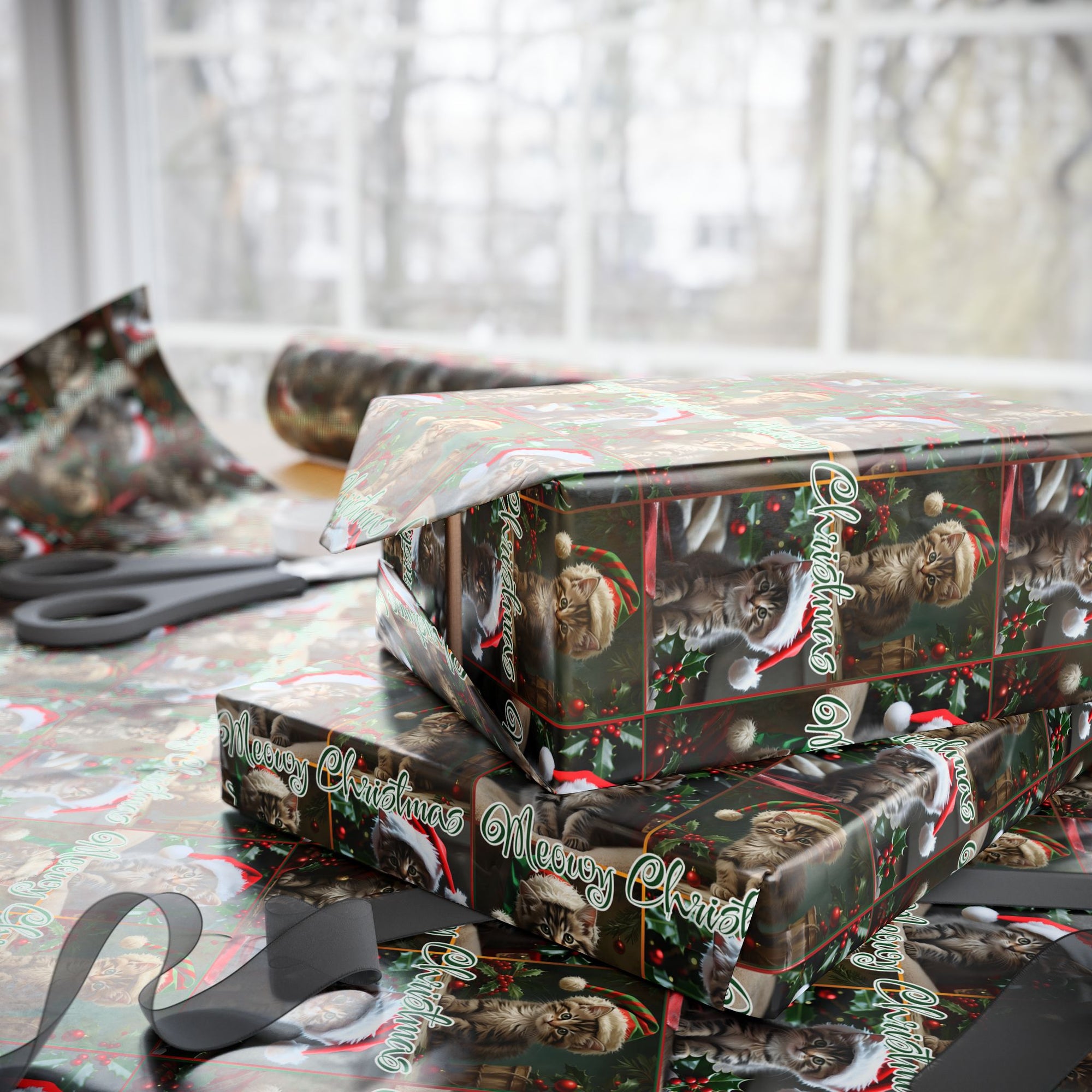 Meowy Christmas Kitten Themed Gift Wrap