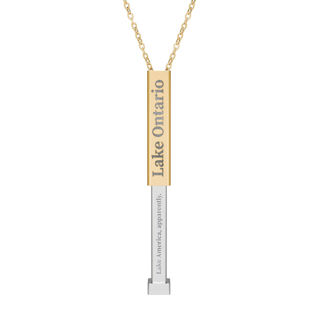 Lake Ontario / Lake America, Apparently Hidden Message Sliding Bar Necklace