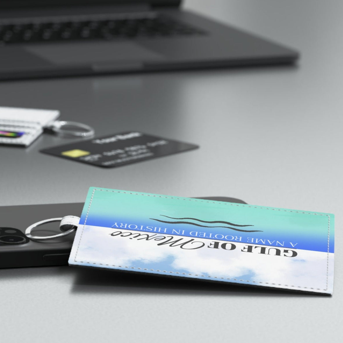 Gulf of Mexico Saffiano Leather Card Holder