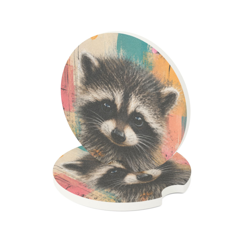 Jimothy Woodland Raccoon Soapstone Car Coasters
