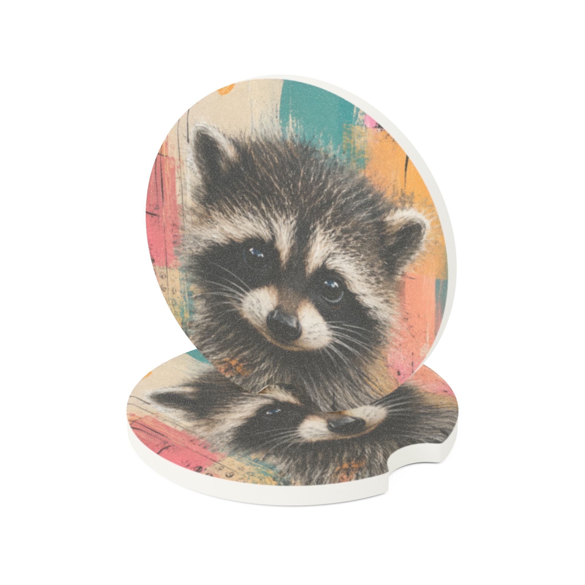 Jimothy Woodland Raccoon Soapstone Car Coasters