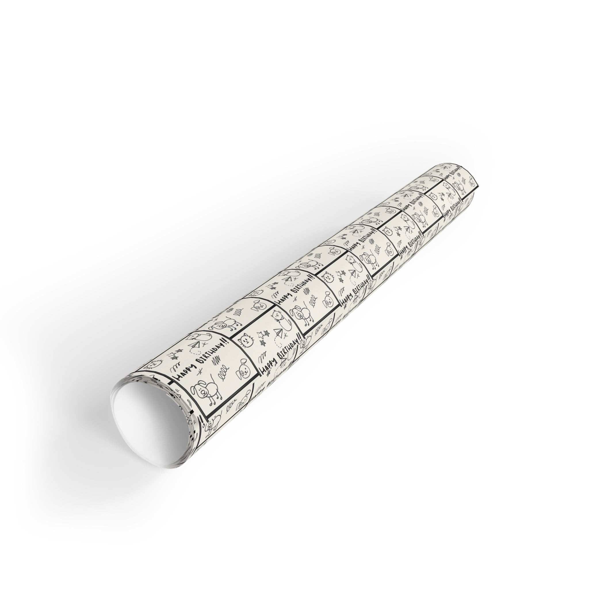 Sketched Puppies & Kitties Birthday Gift Wrapping Paper Rolls, 1pc - EpiAl's Shop