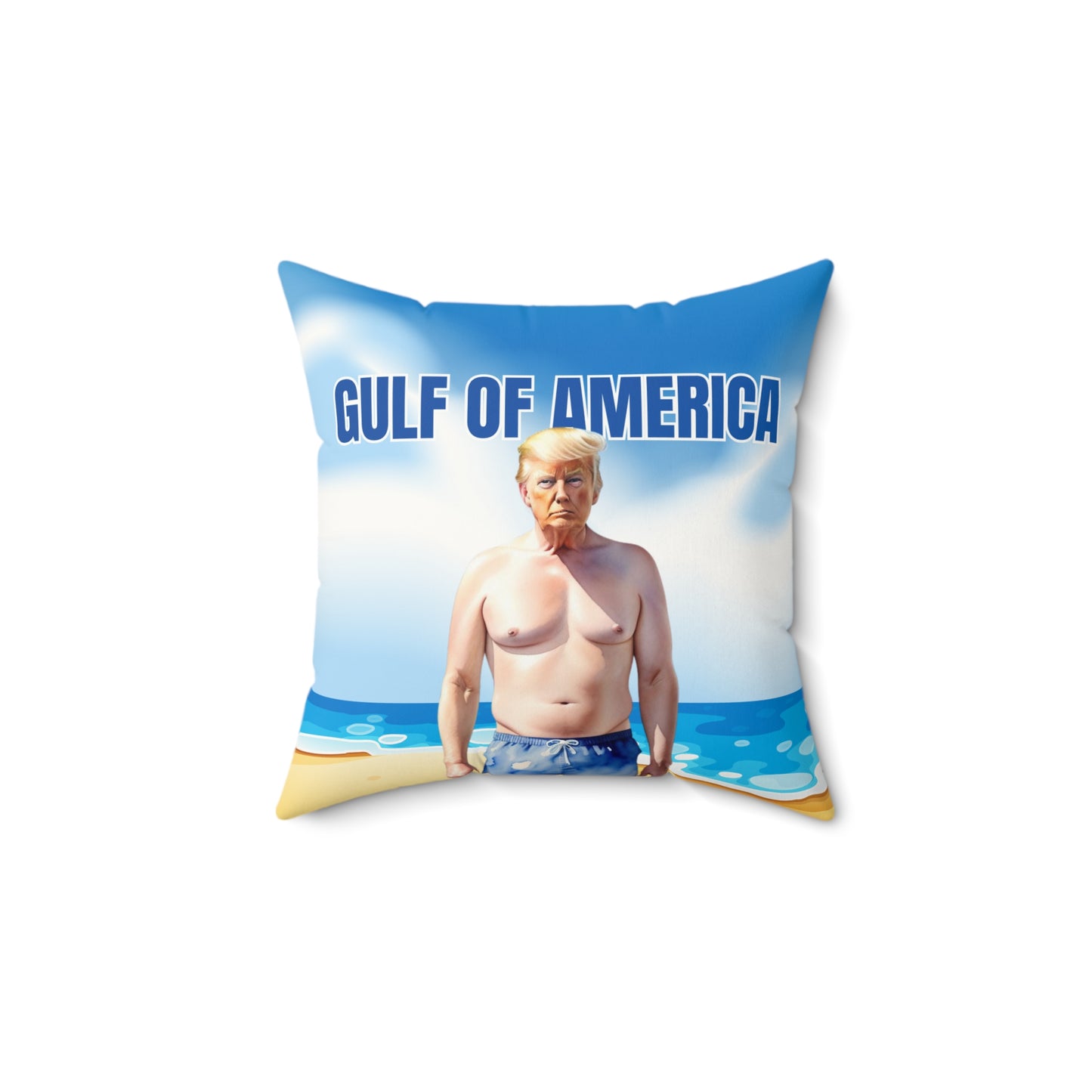 Gulf of America Faux Suede Square Pillow - Beach Decor