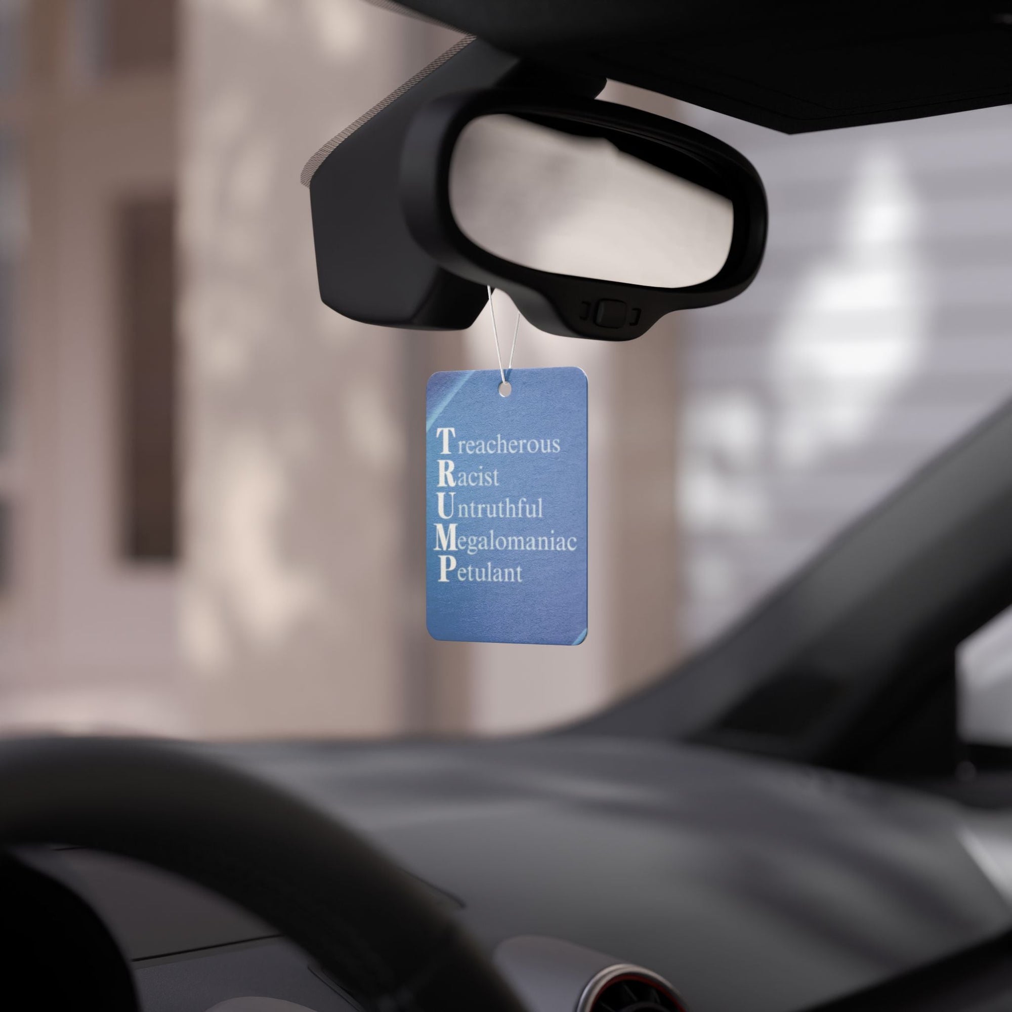 Political Statement Car Air Freshener - Anti-Trump Design Printify