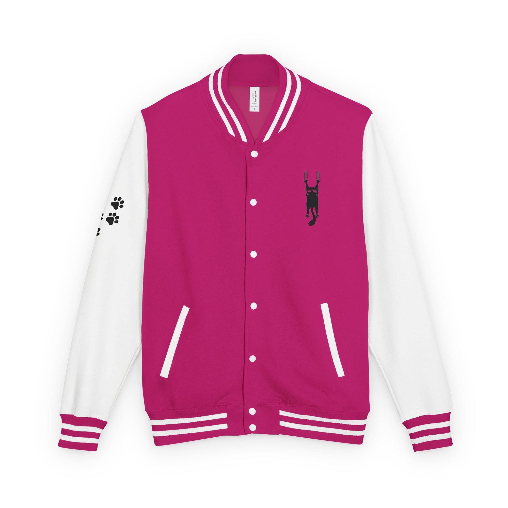 Cat Lady Hanging in There Colorful Letterman Jacket