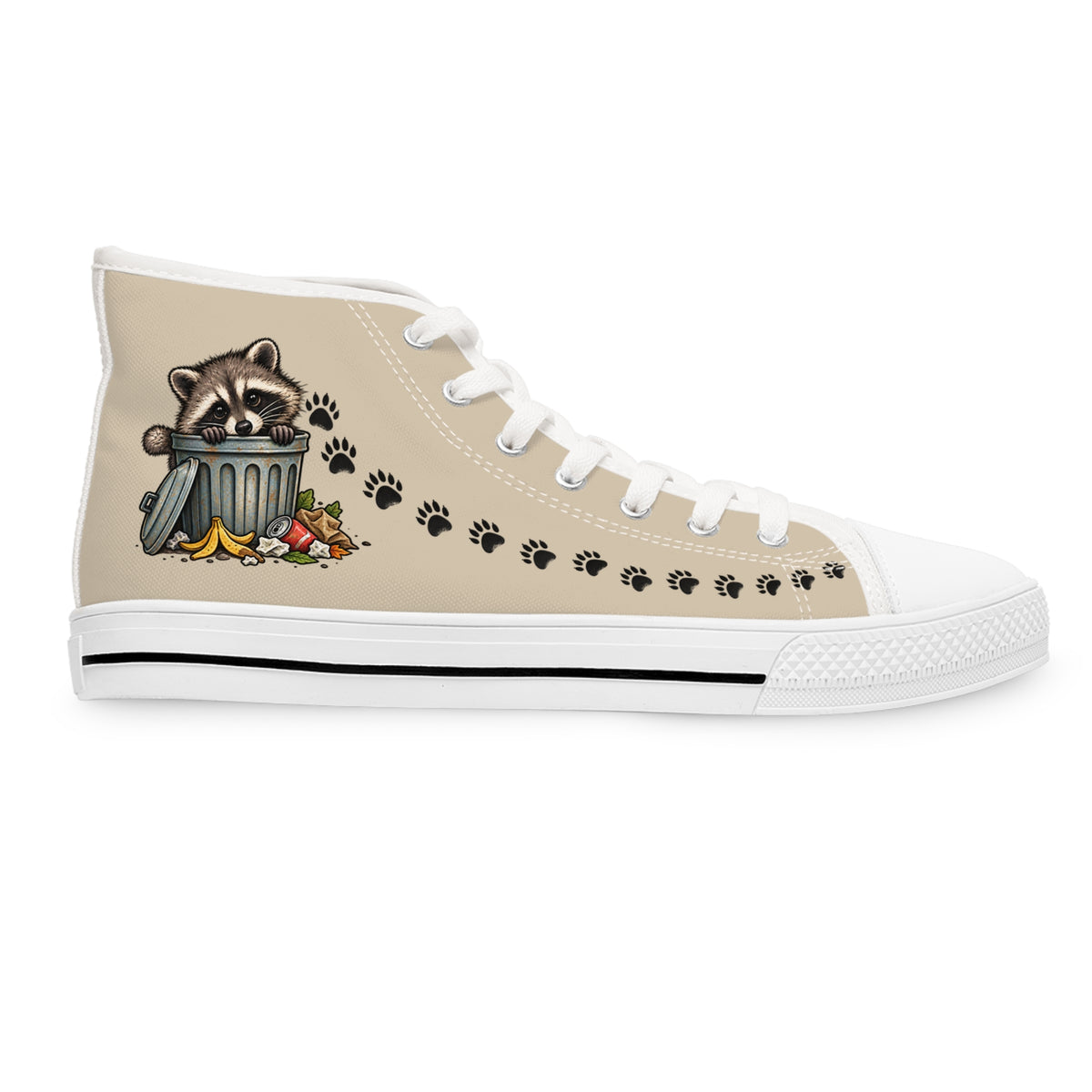 Jimothy Raccoon Paw Print Women's High-Top Canvas Sneakers | Trash Panda Shoes