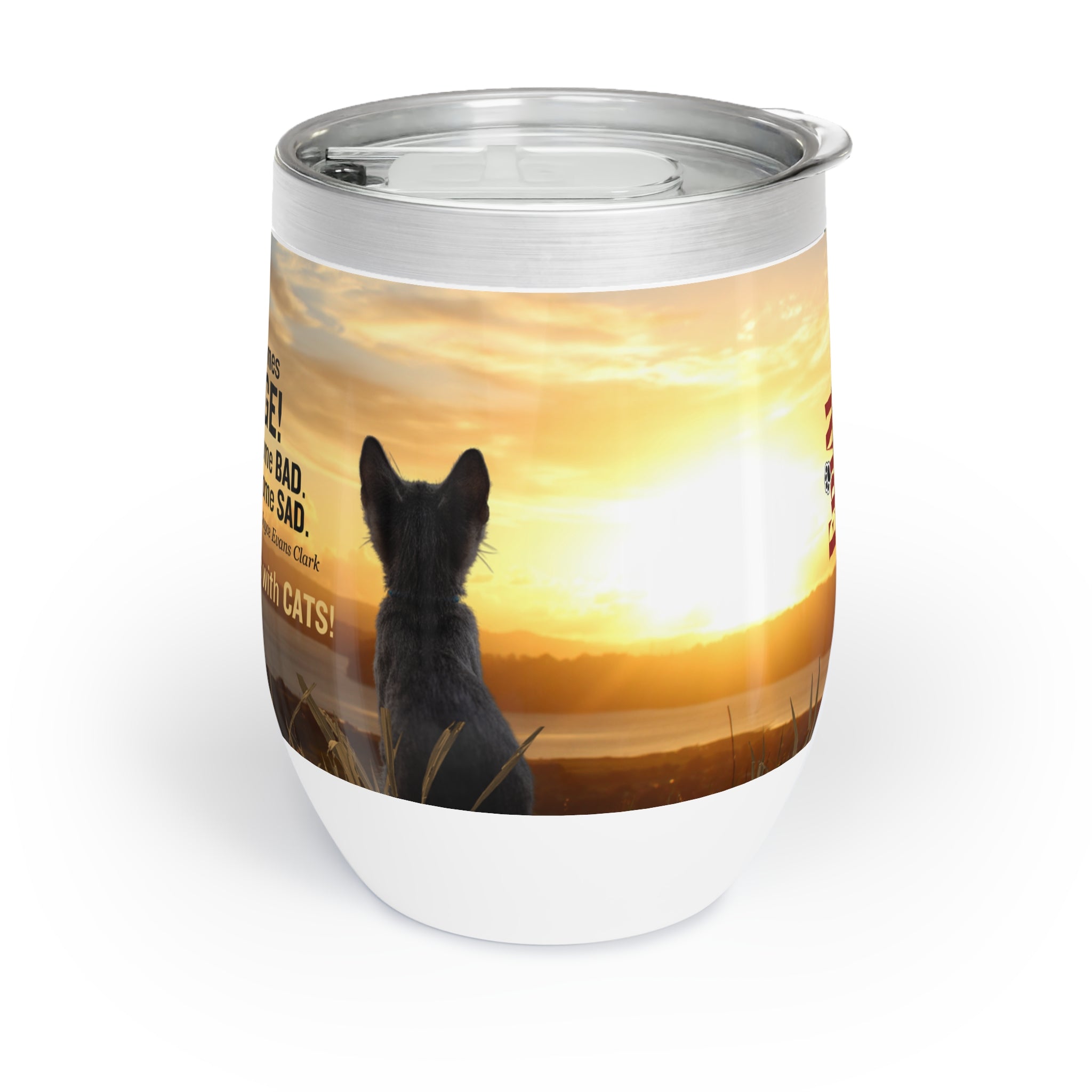 Photo depicting the ​Life Comes with Cats Chill Wine Tumbler from EpiAl's Shop.