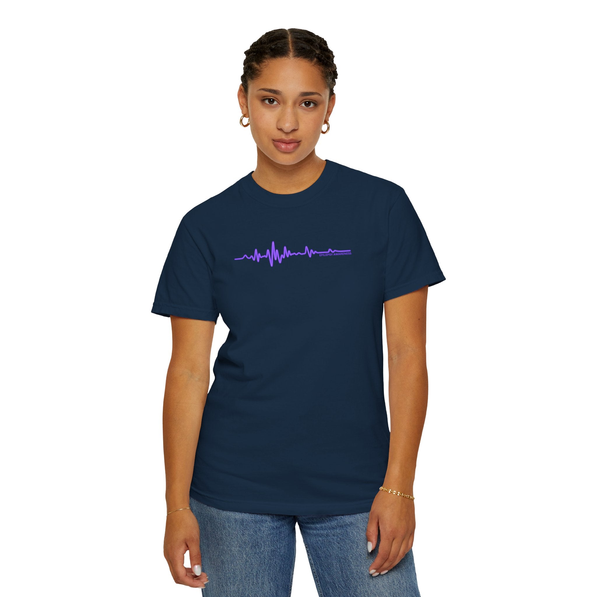 Minimalist Epilepsy Awareness EEG Wave Unisex T-Shirt – Purple Line Design