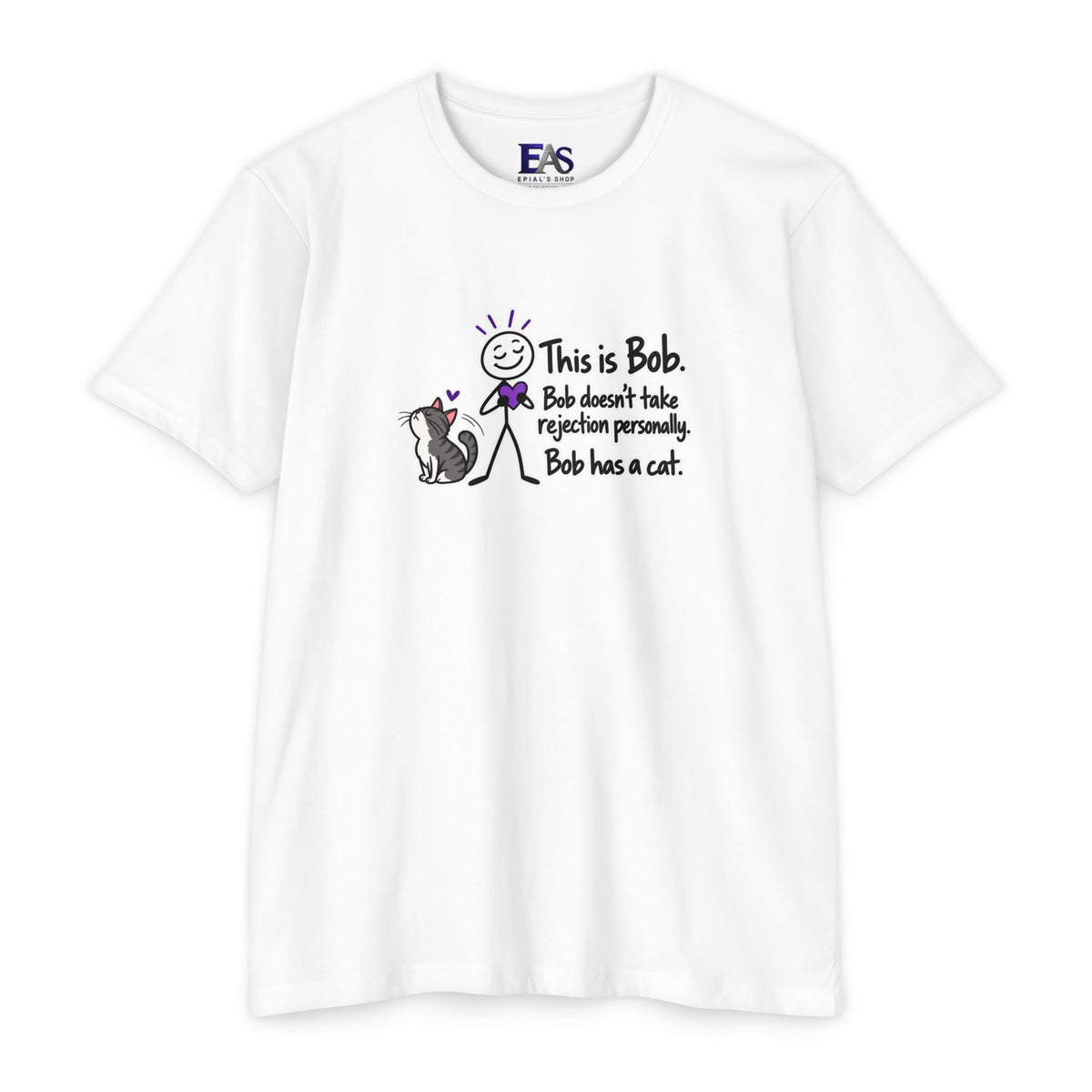 This Is Bob. Bob Has a Cat. Funny Cat Lover T-Shirt | Cat Humor Tee
