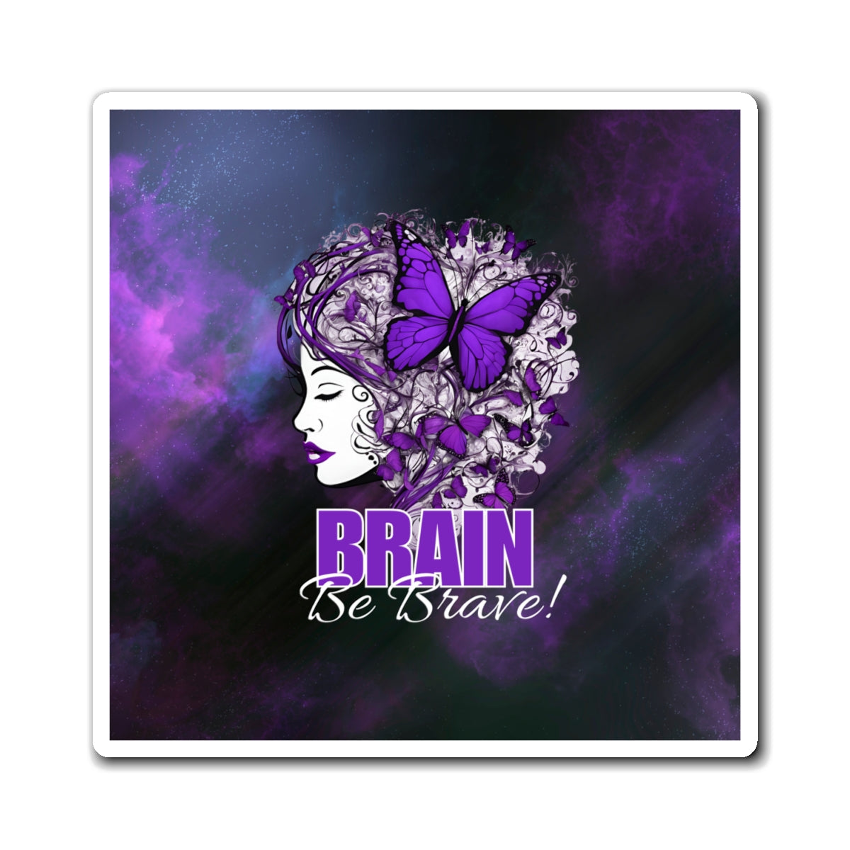 Photo depicting the ​Purple Brain Be Brave Magnets from EpiAl's Shop.