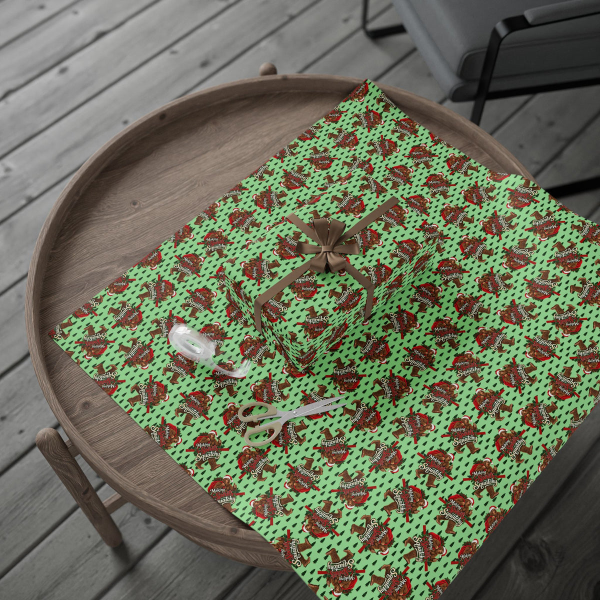 Making Spirits Squatchy Christmas Wrapping Paper | Bigfoot Holiday Gift Wrap