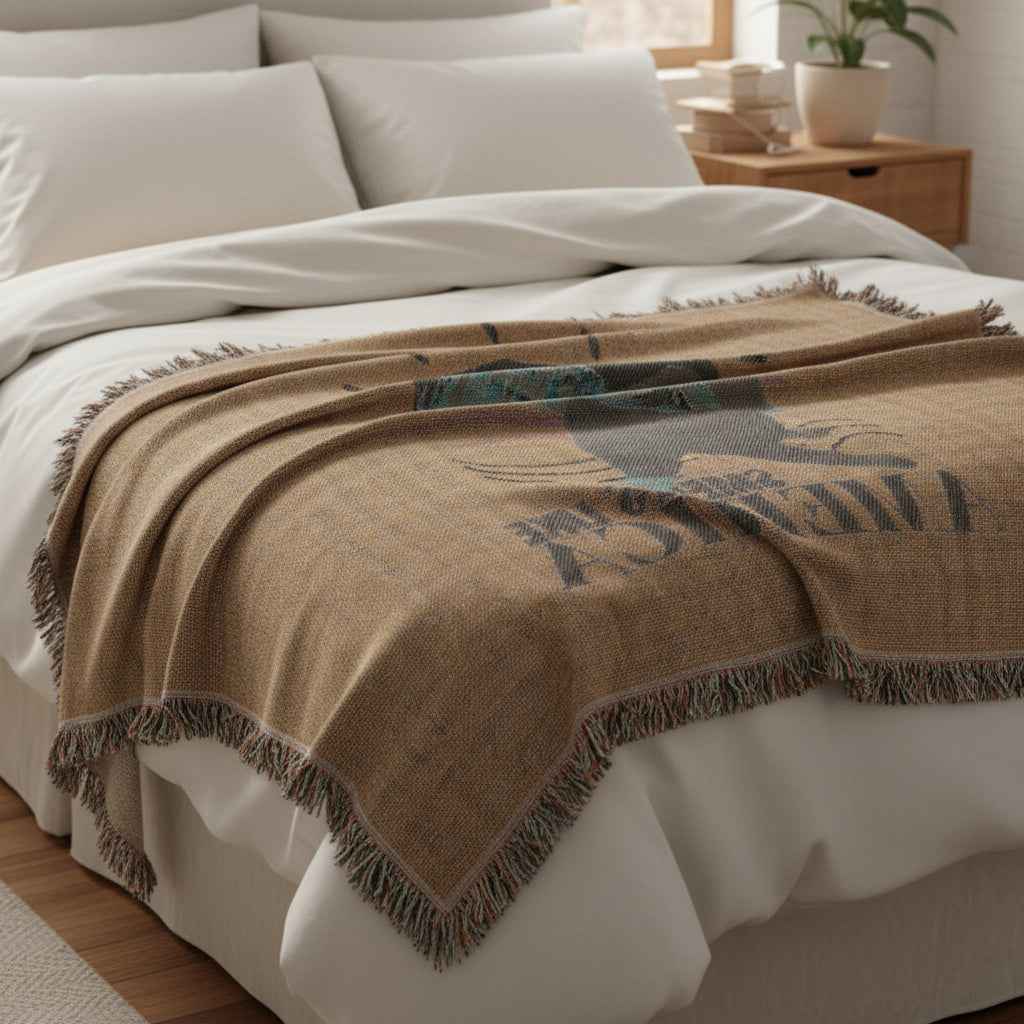 Humorous "Smells Like America" Woven Blanket