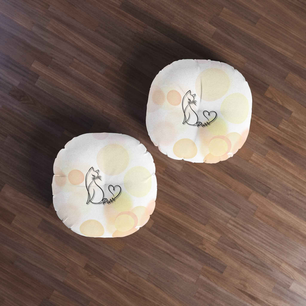 Purr Cat Floor Pillow – Minimalist Cat Lover Round Cushion