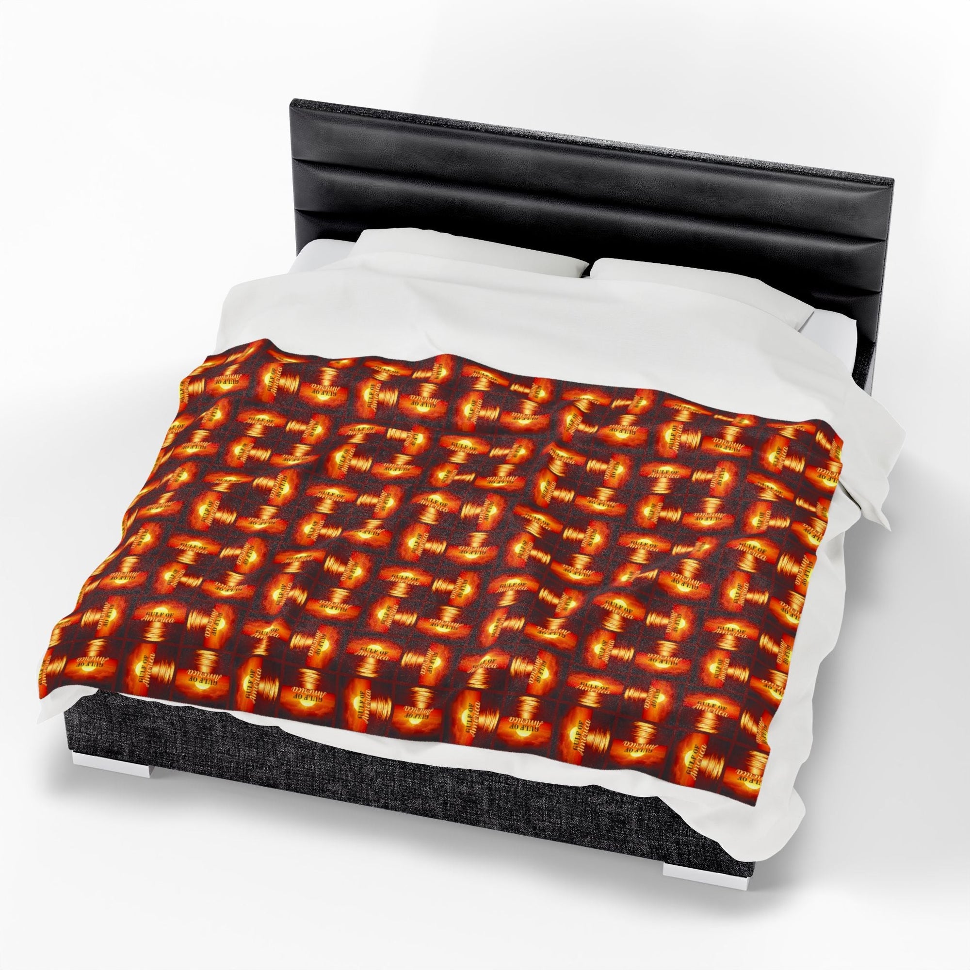 Cozy Velveteen Plush Blanket - Sunset Gulf of America Design Printify