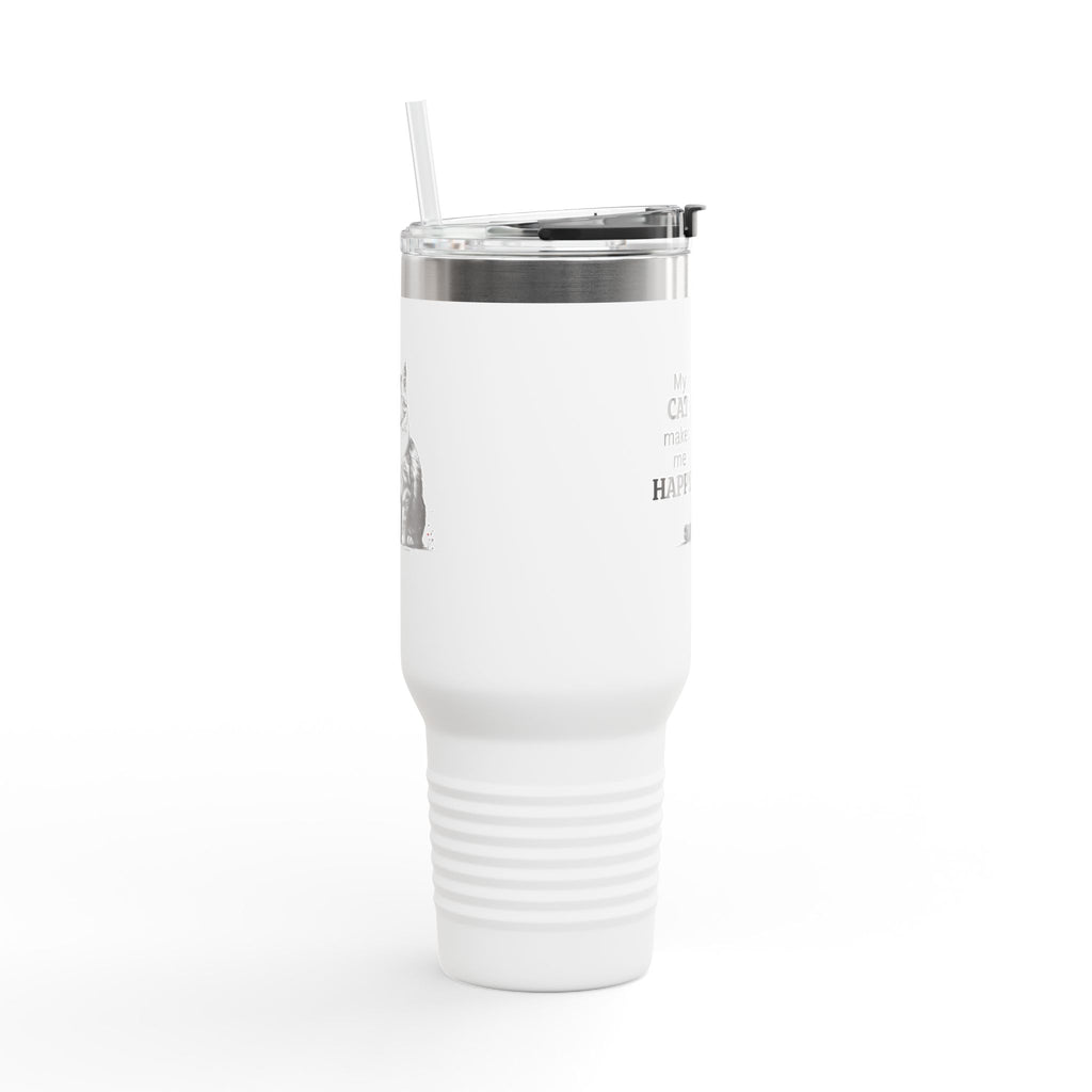 My Cat Makes Me Happy Insulated Travel Mug, 40oz