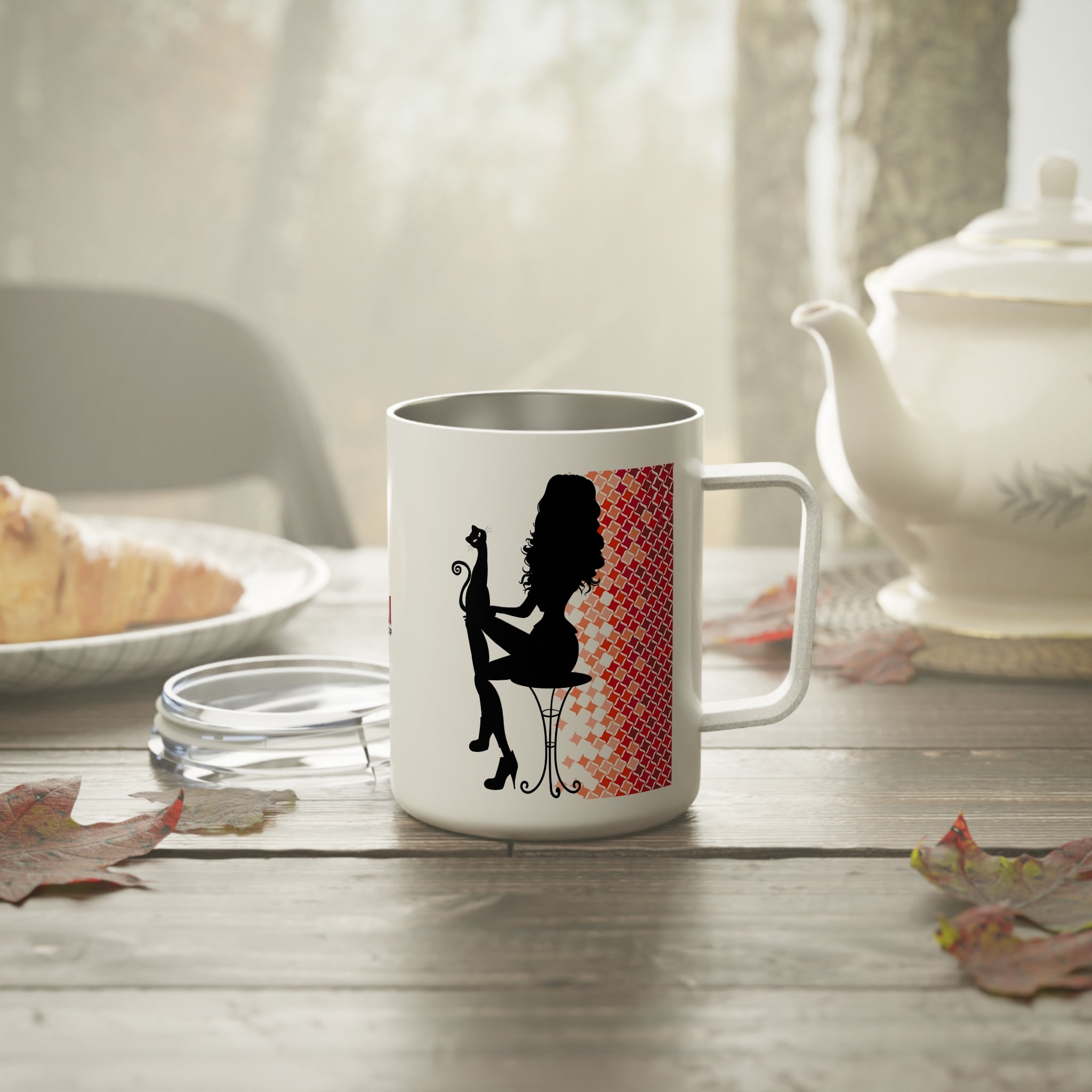 Photo depicting the ​Pretty Cat Lady Insulated Coffee Mug, 10oz from EpiAl's Shop.