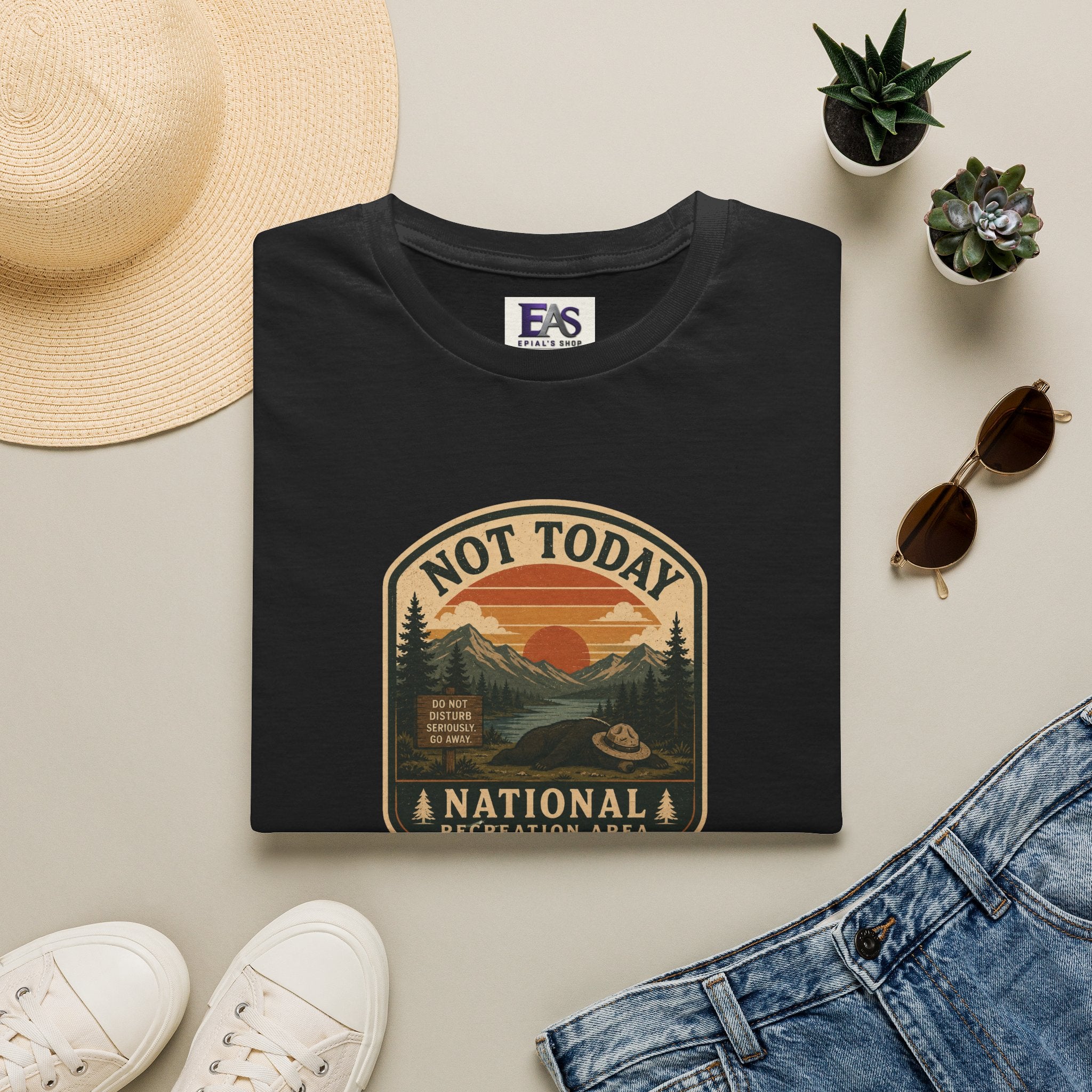 Not Today National Recreation Area Unisex T-Shirt | Funny Retro Outdoors Graphic Tee