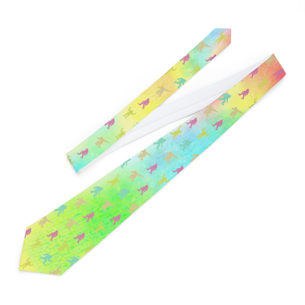 Colorful Bigfoot Necktie – Pastel Watercolor Sasquatch Tie