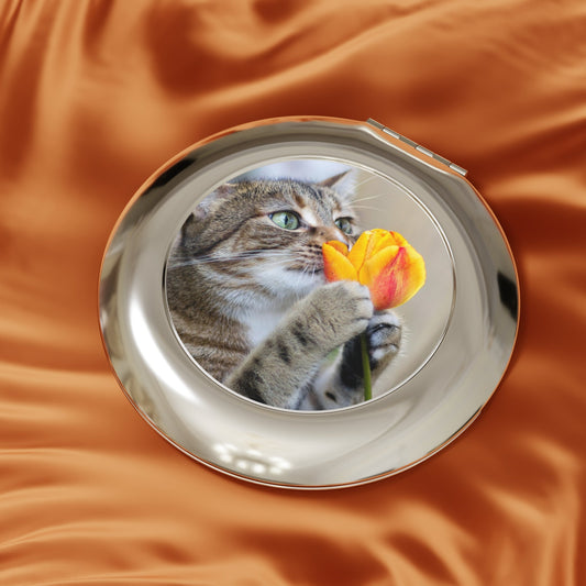 Cute Cat Compact Travel Mirror - Ideal Gift for Cat Lovers Printify