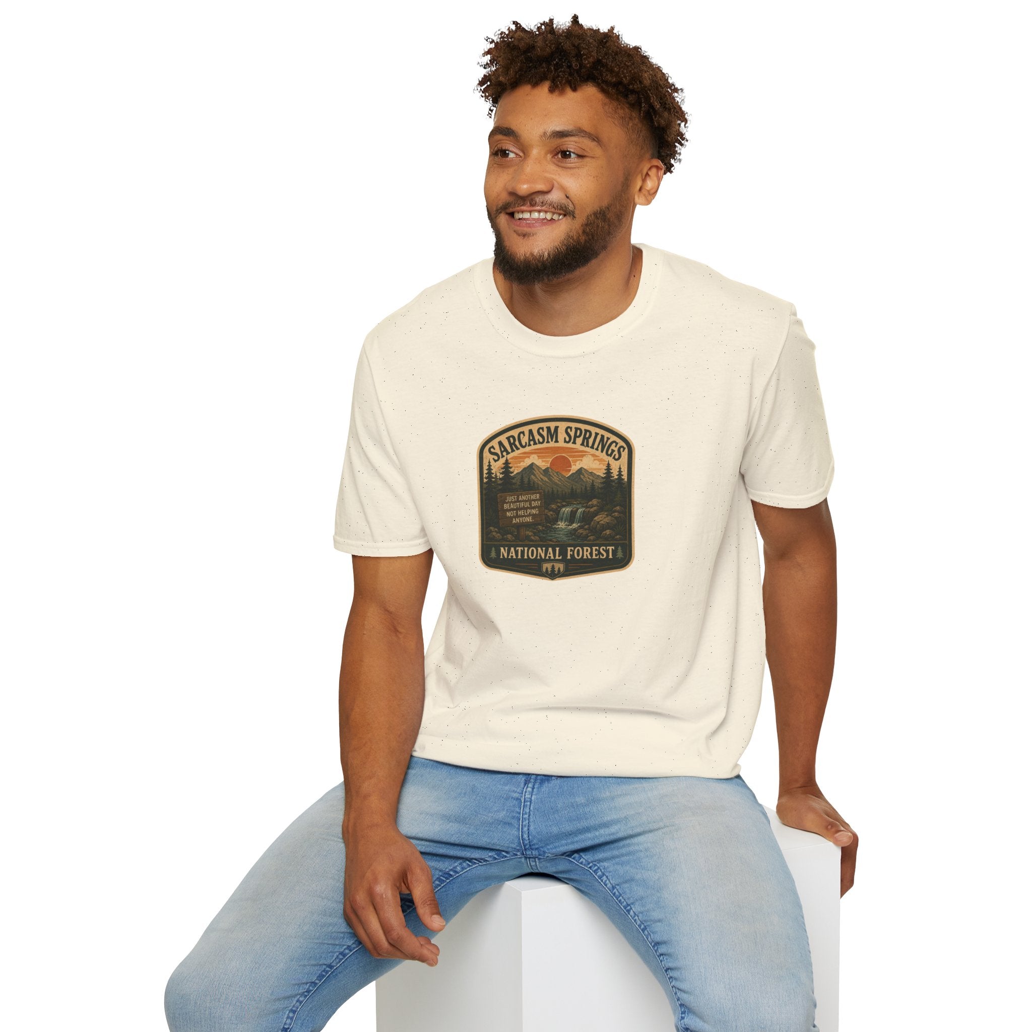 Sarcasm Springs National Forest Unisex T-Shirt | Funny Retro Outdoors Graphic Tee