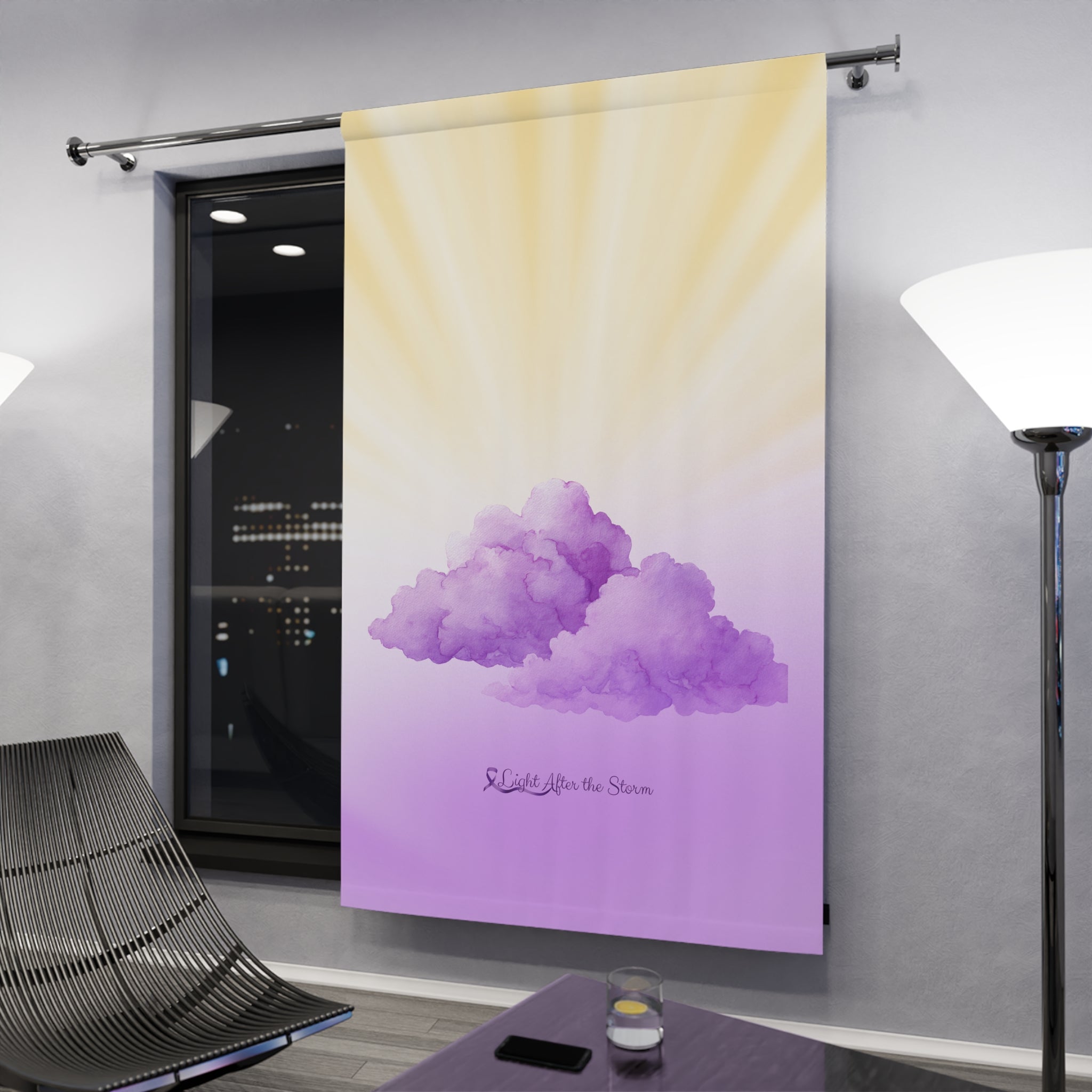 “Light After the Storm” Blackout Curtain Panel – Purple Clouds & Sunrise