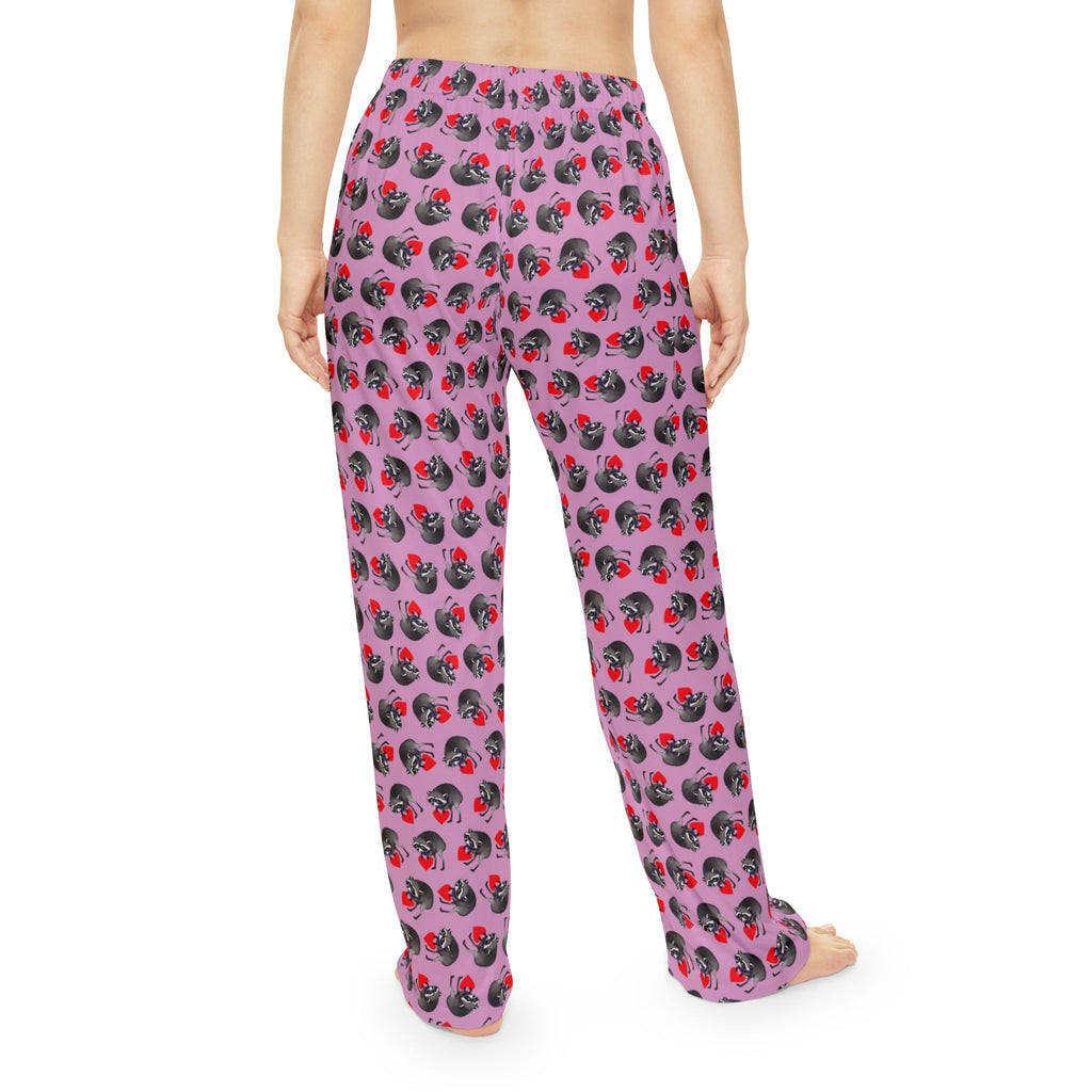 Jimothy Raccoon Pajama Pants: Pink Women’s Lounge Bottoms