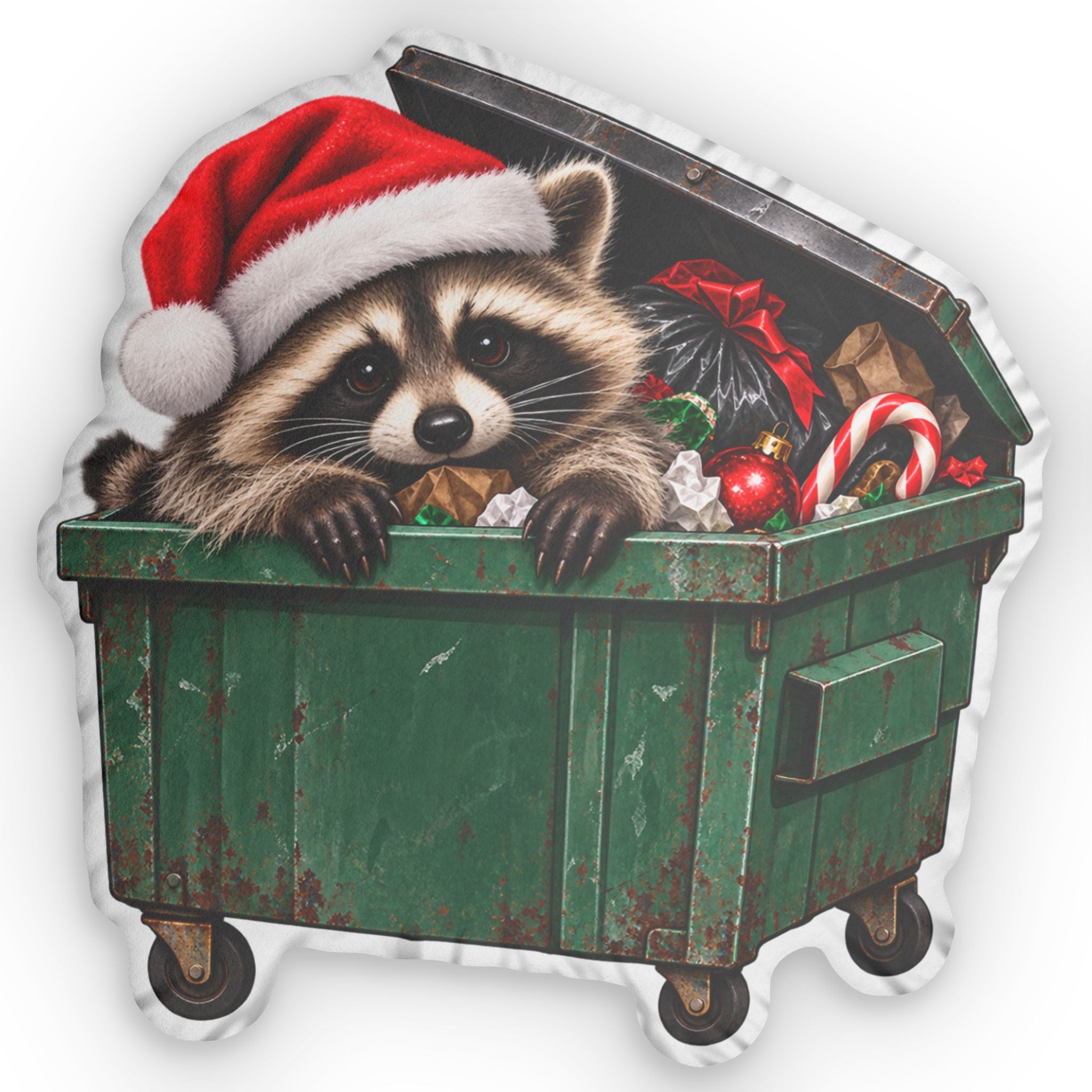 Jimothy’s Merry Trashmas Raccoon Shaped Pillow