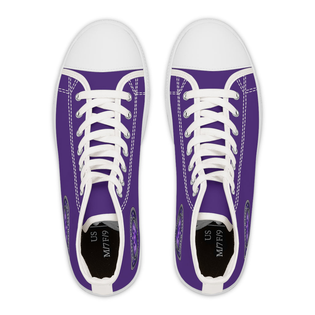 Women’s Purple High-Top Sneakers – Epilepsy Awareness Faux Seal Design