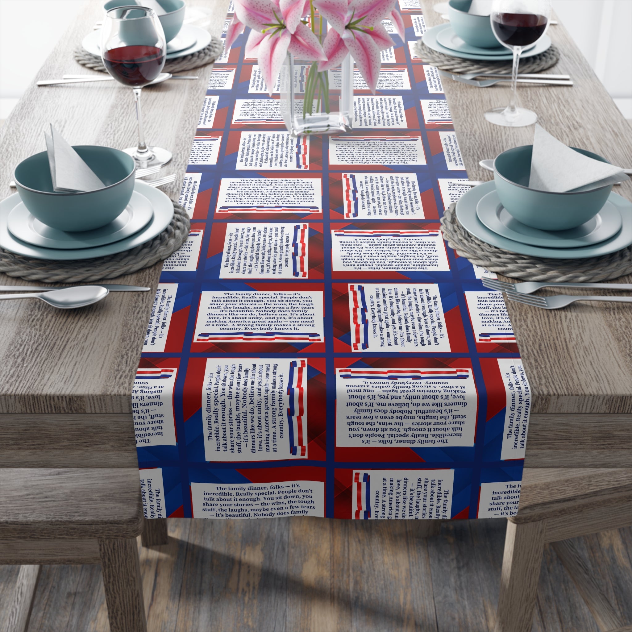 Make Family Dinners Great Again Parody Table Runner – Funny Political Décor