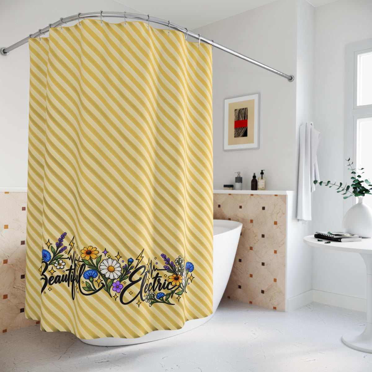 Beautiful Electric Epilepsy Awareness Floral Shower Curtain