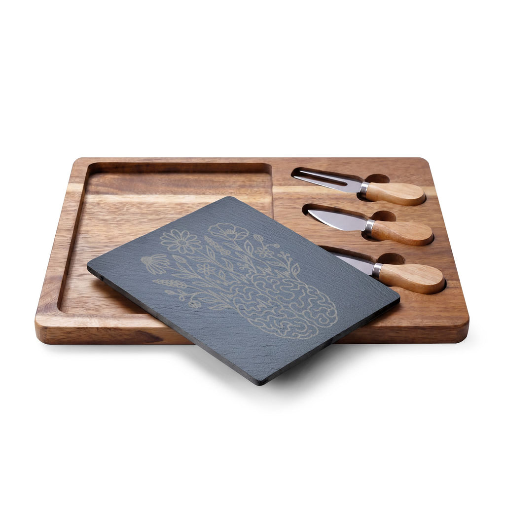 Electric Wildflower Epilepsy Awareness Acacia and Slate Charcuterie Board
