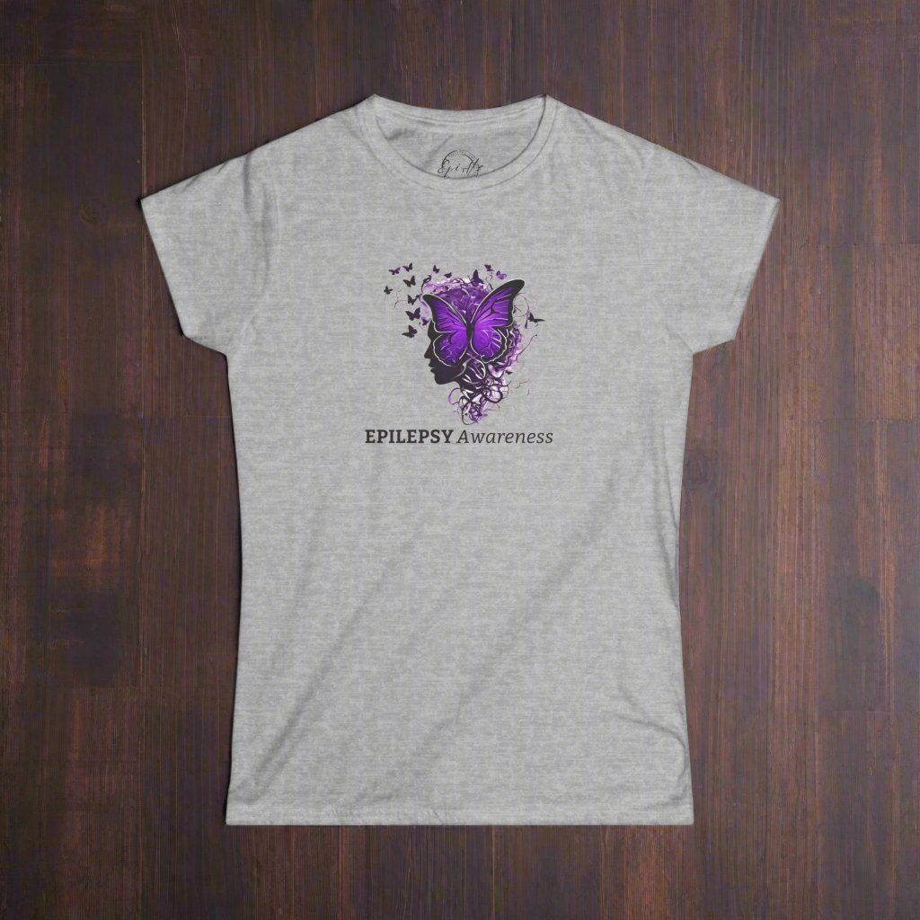 Photo depicting the ​Epilepsy Awareness Month Women's Softstyle Tee from EpiAl's Shop.